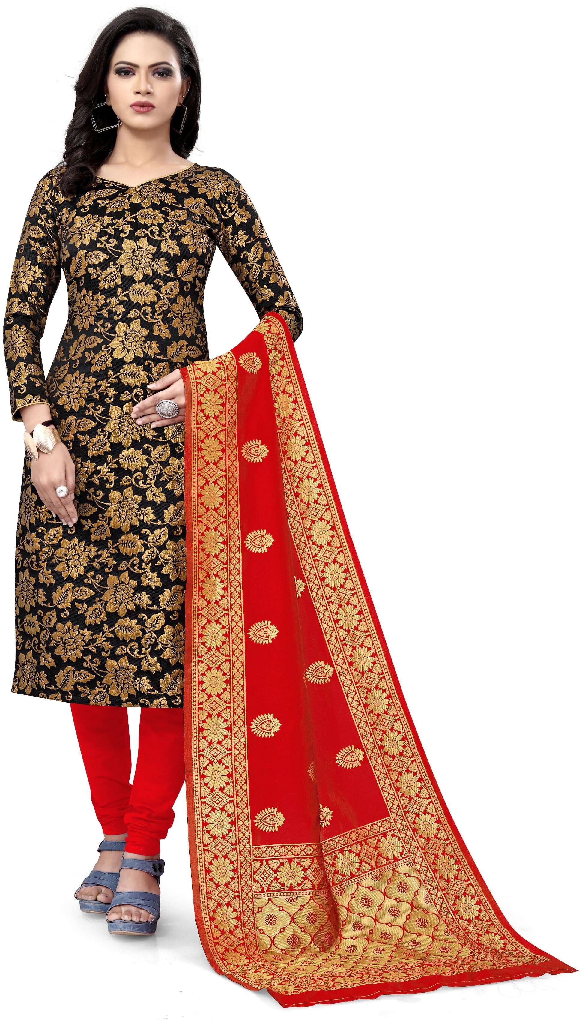 

Maroosh Black Unstitched Kurta with bottom dupatta With dupatta Dress Material