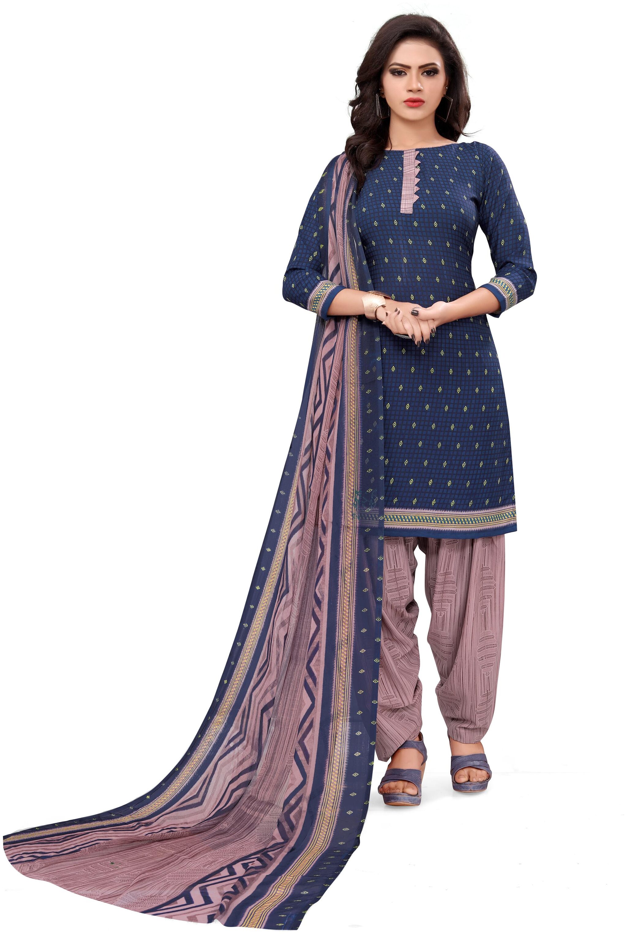 

Maroosh Blue Unstitched Kurta with bottom dupatta With dupatta Dress Material