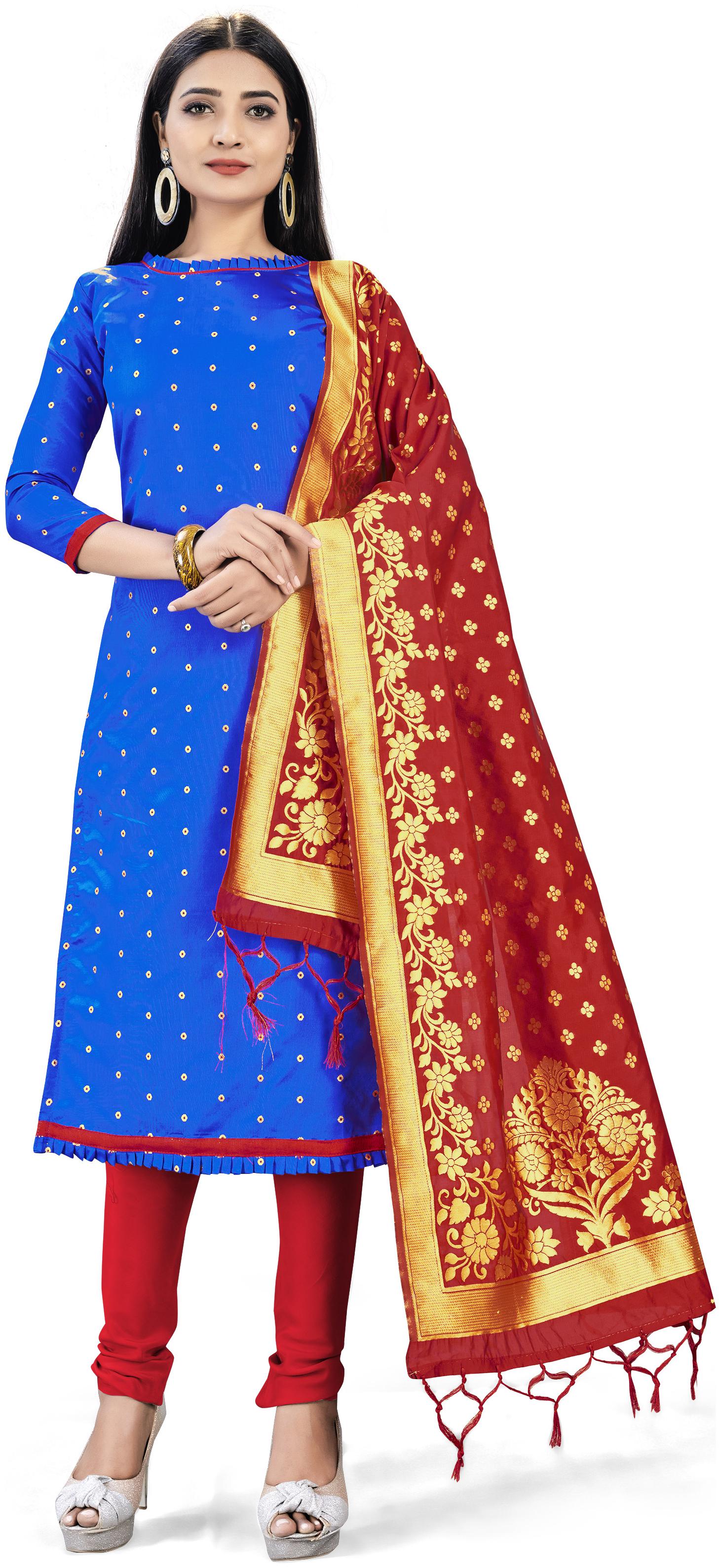 

Maroosh Blue Unstitched Kurta with bottom dupatta With dupatta Dress Material