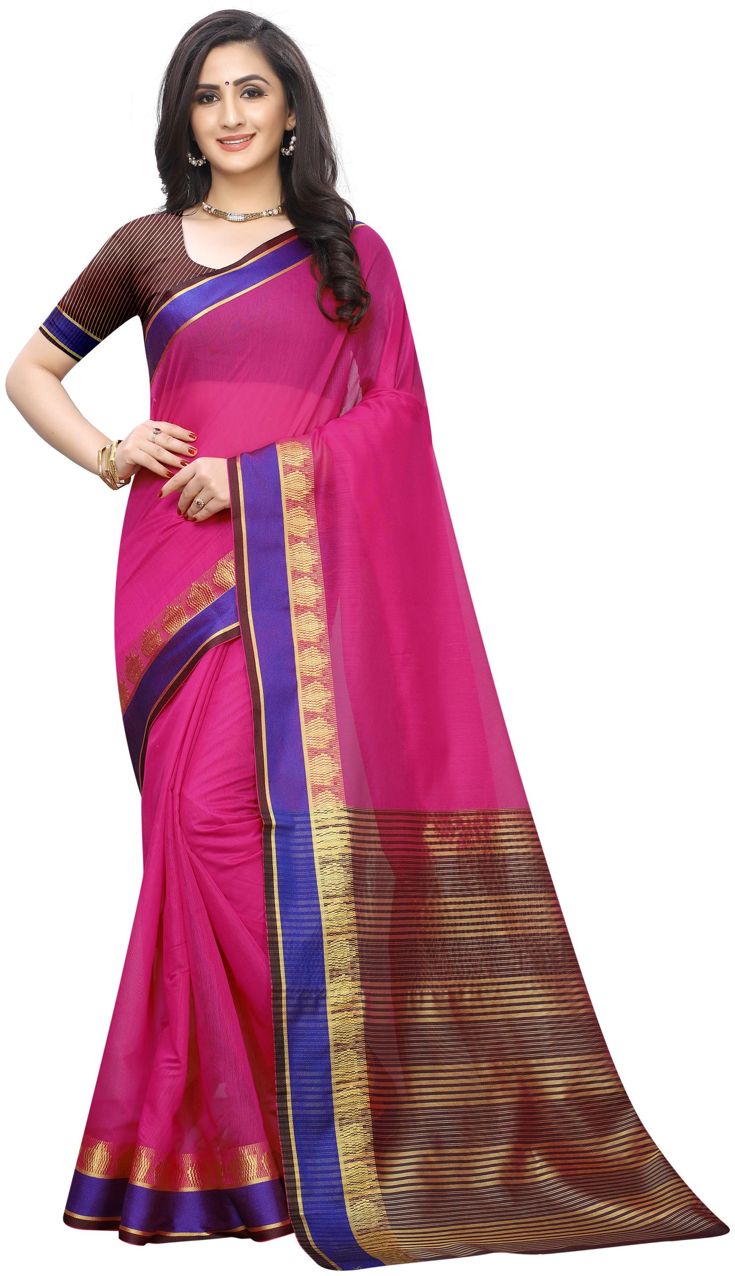 

MARUTI ART Polycotton Pink Solid Regular Saree For Women