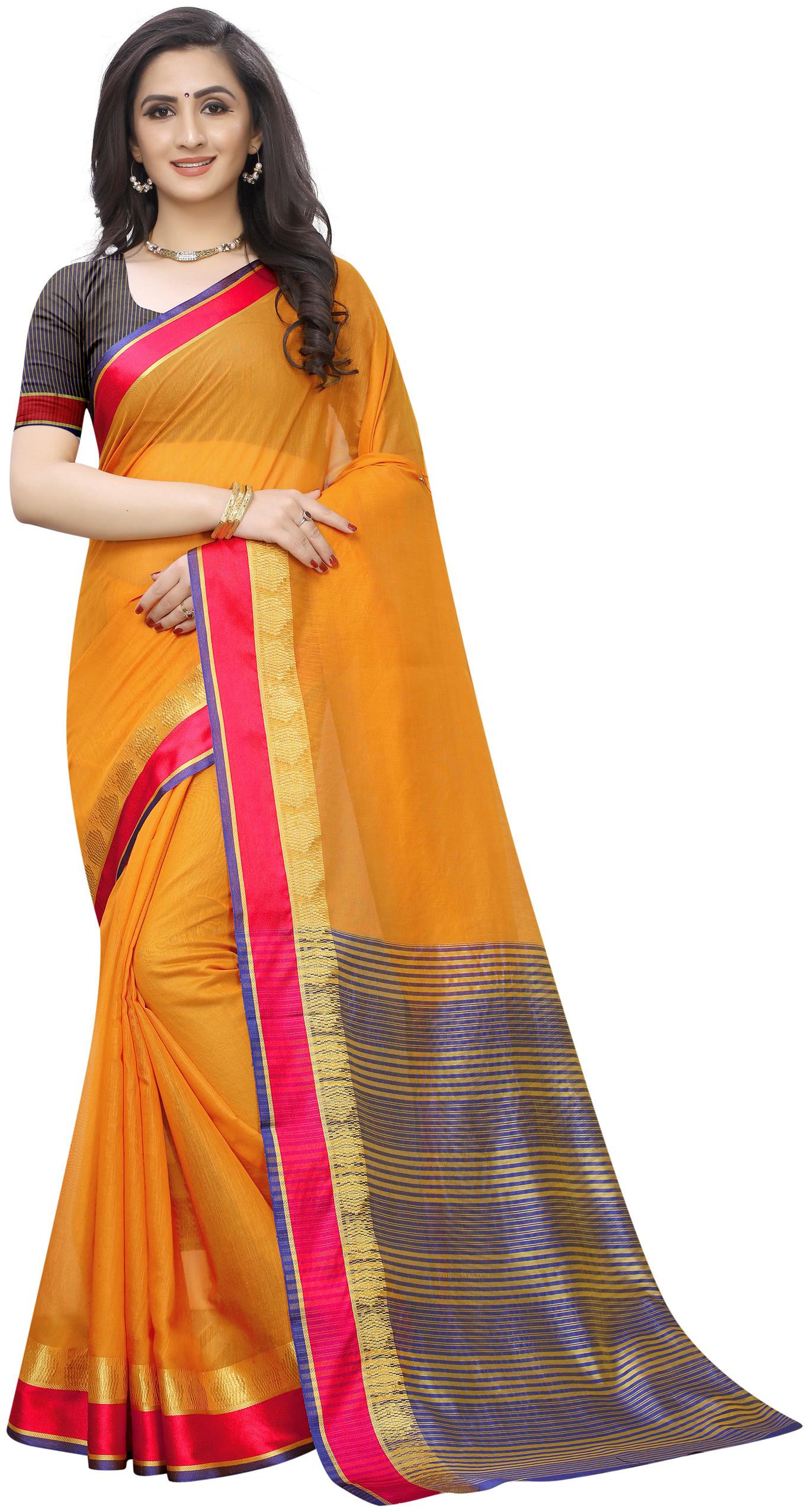 

MARUTI ART Polycotton Yellow Solid Regular Saree For Women