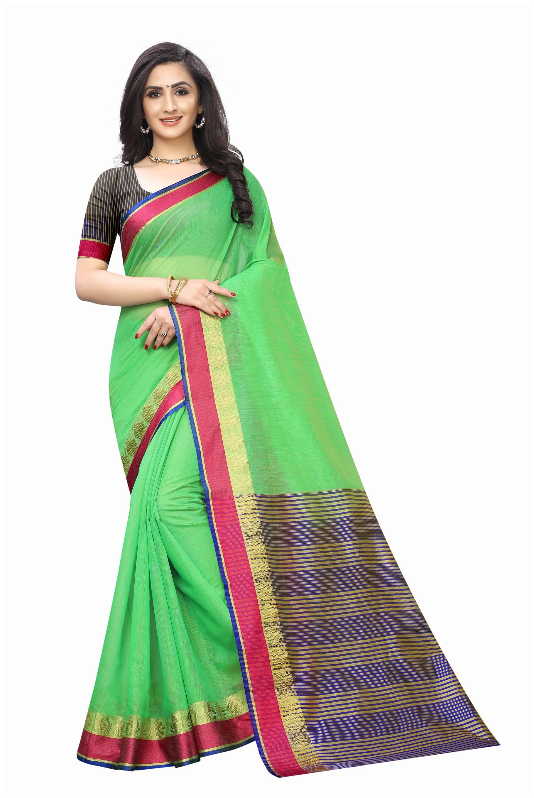 

MARUTI ART Polycotton Green Solid Regular Saree For Women