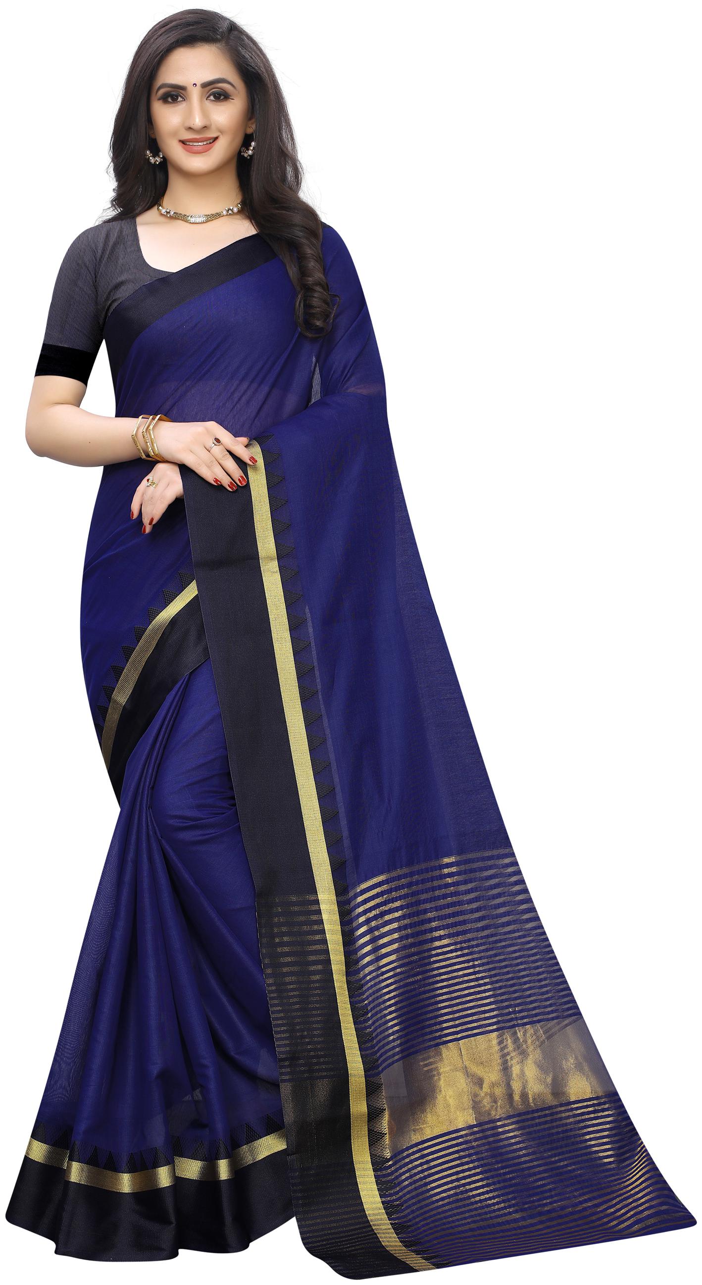

MARUTI ART Polycotton Blue Solid Regular Saree For Women