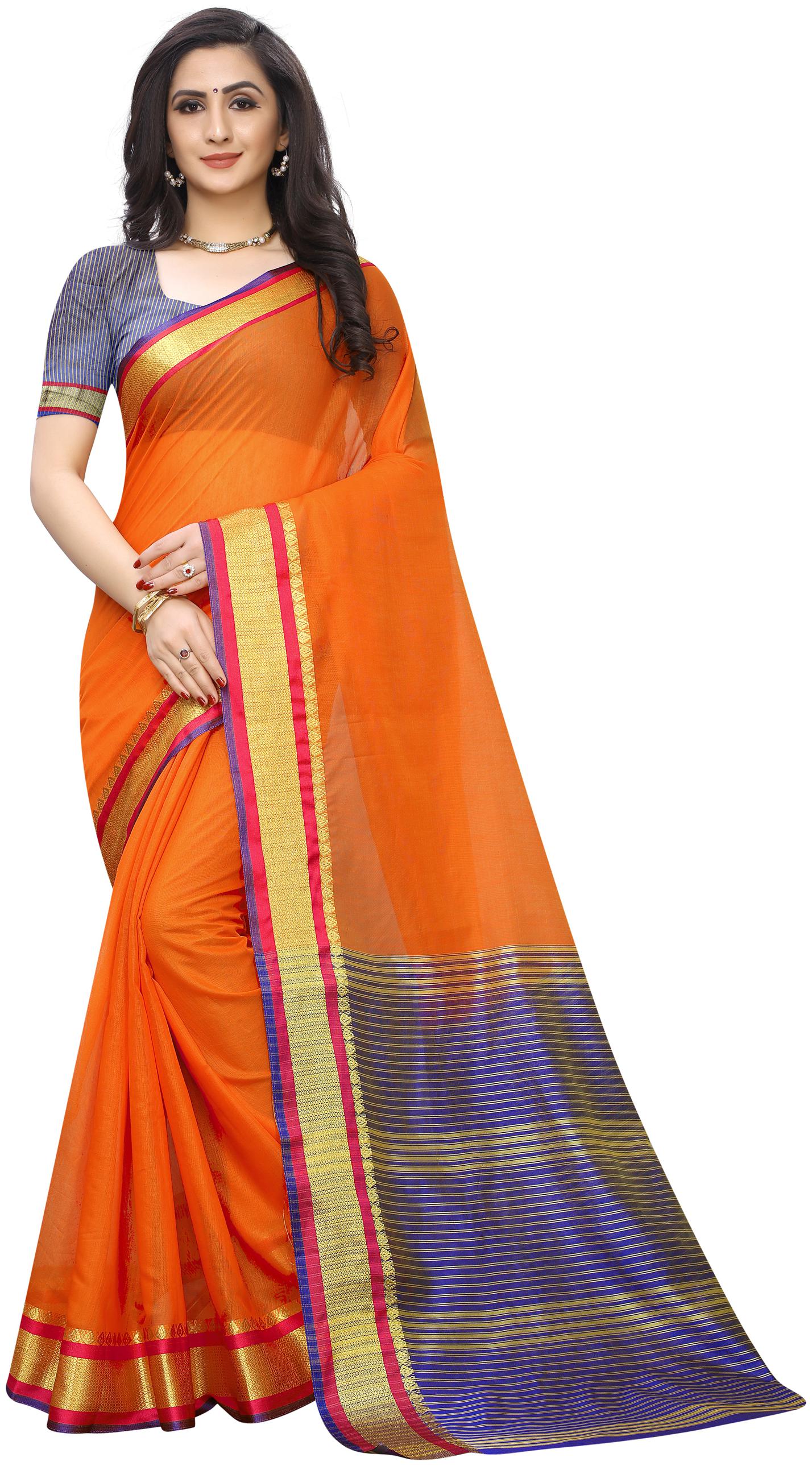 

MARUTI ART Polycotton Orange Solid Regular Saree For Women