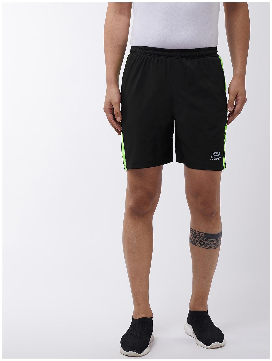 

Masch Sports Mens Regular Fit Black Soft Polyester Colorblocked Sports Shorts