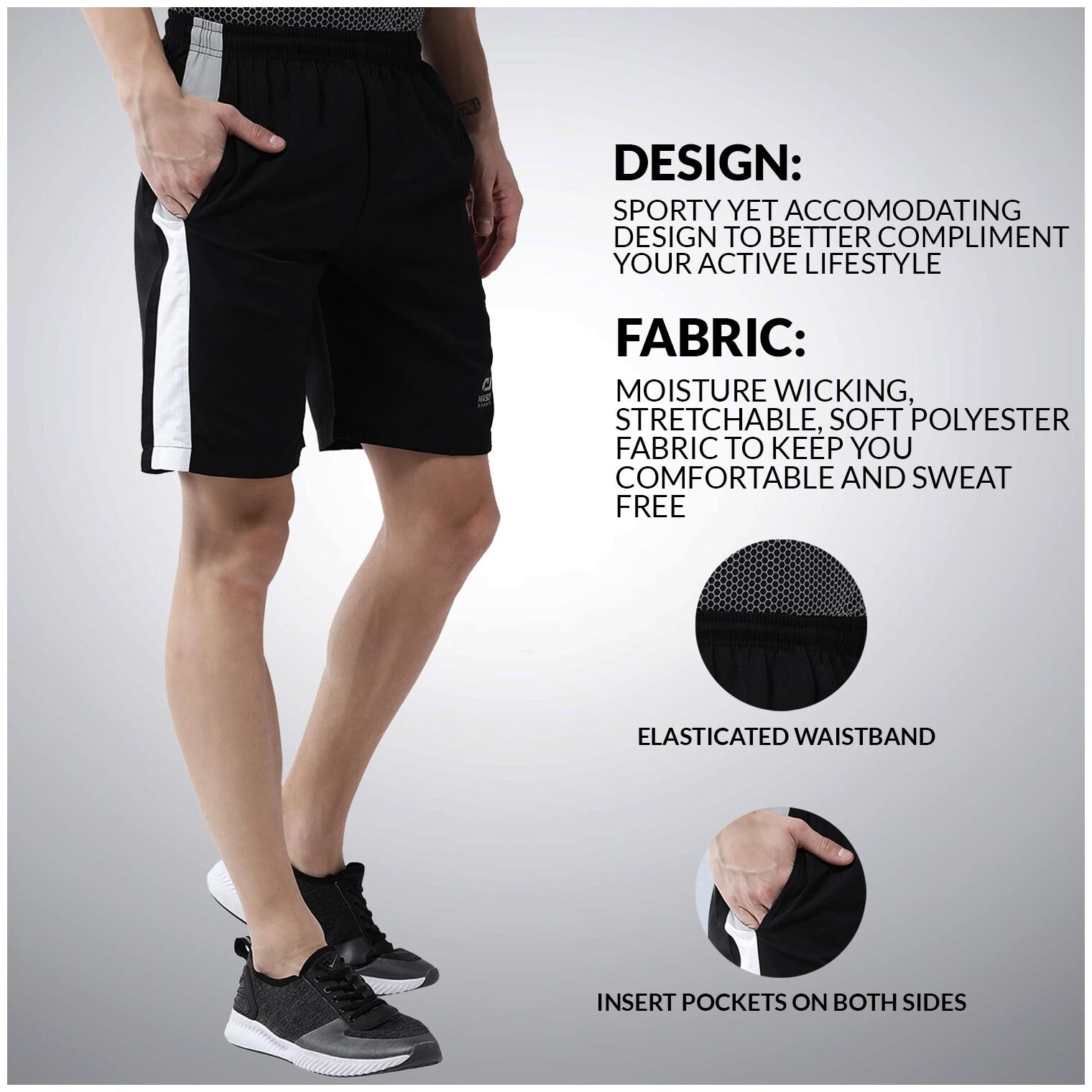 

Masch Sports Polyester Running Shorts - Black