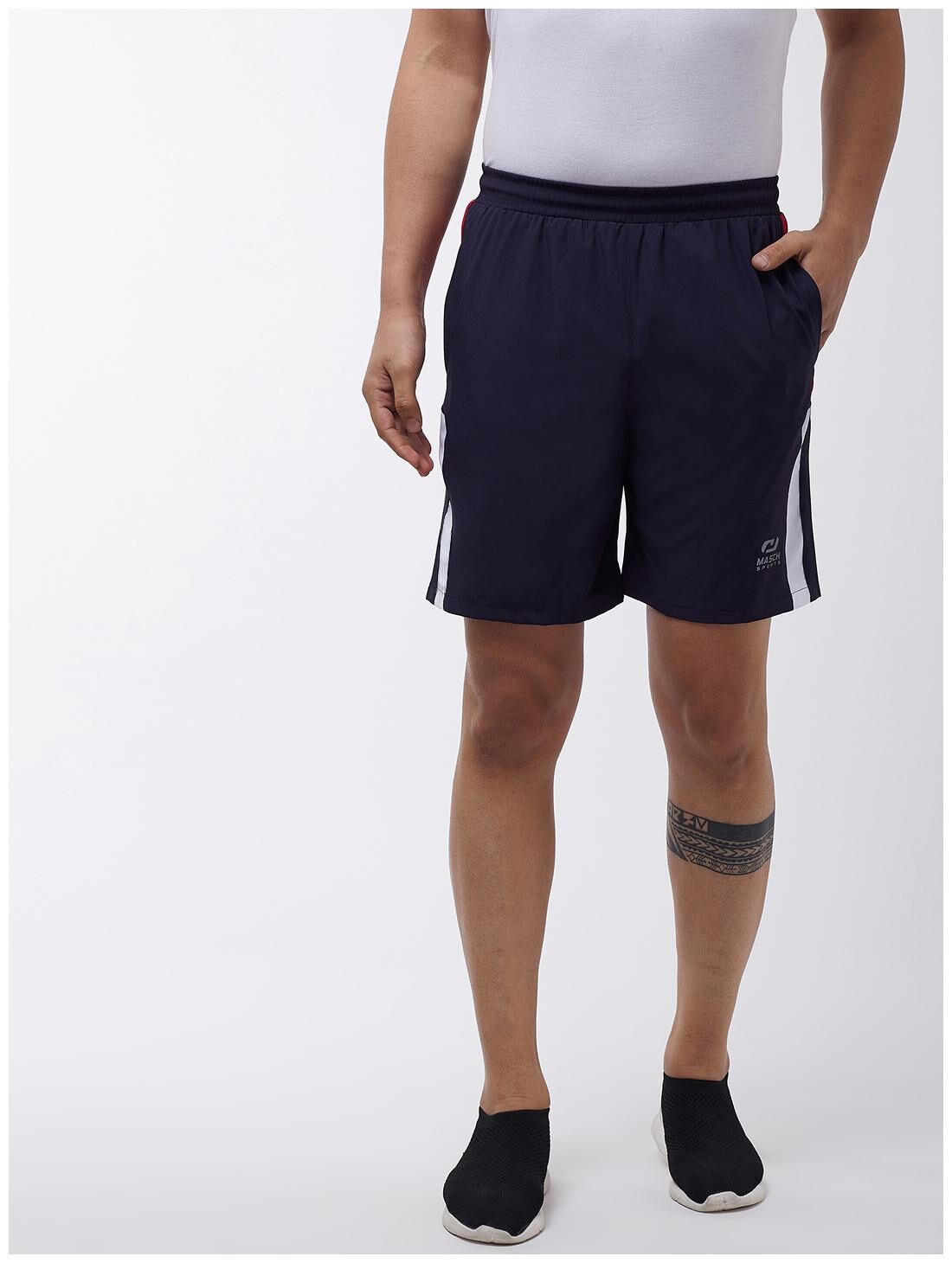 

Masch Sports Mens Regular Fit Navy Blue Soft Polyester Colorblocked Sports Shorts