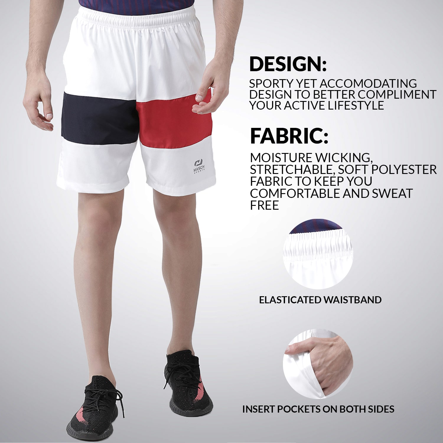 

Masch Sports Men Polyester Shorts White color