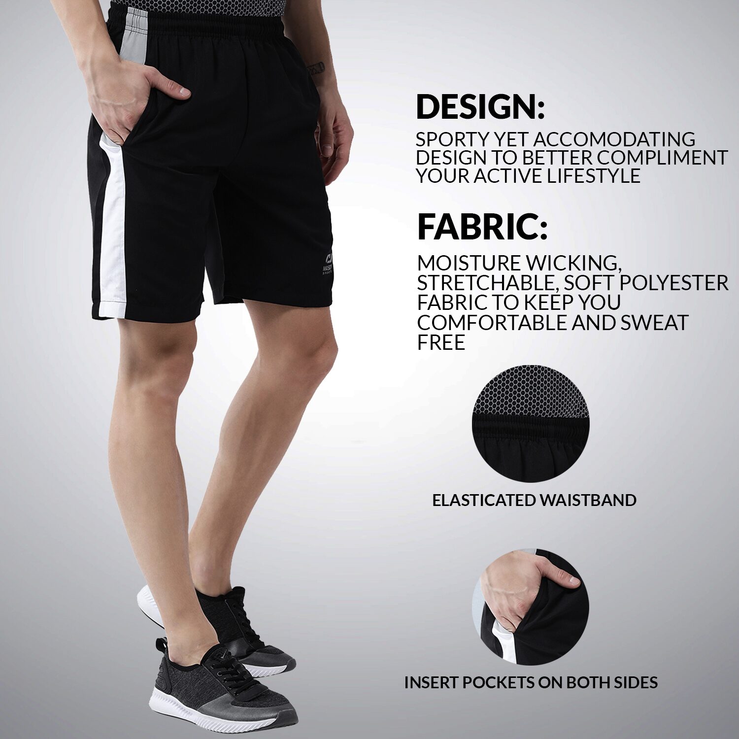 

Masch Sports Polyester Running Shorts - Black