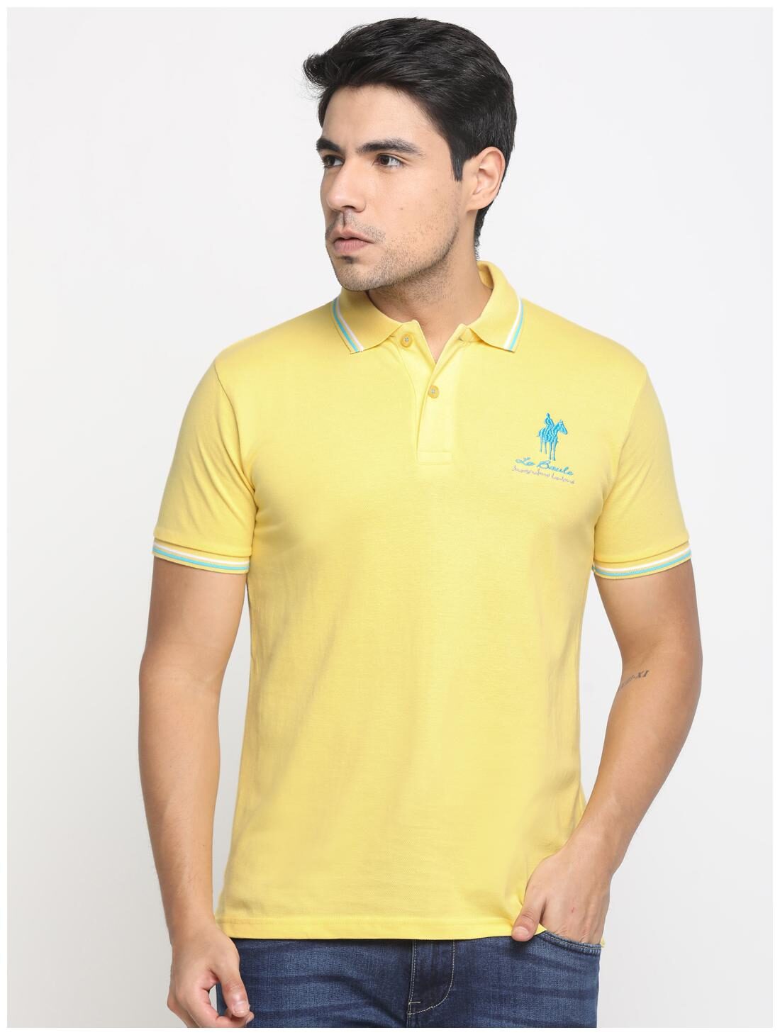 

Masculino Latino Men Yellow Regular fit Cotton Polo collar T-Shirt - Pack Of 1