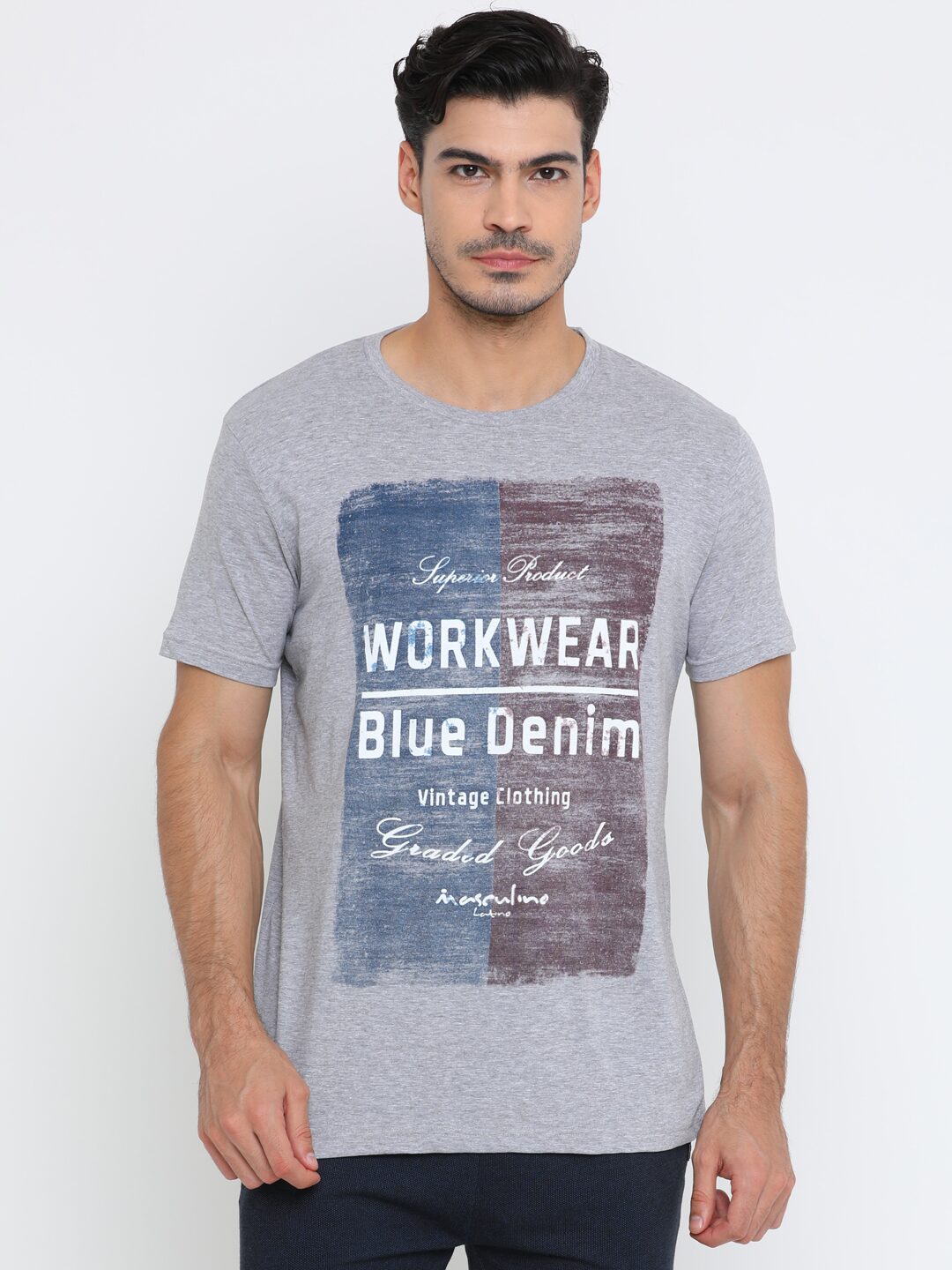 

Masculino Latino Men Grey Regular fit Cotton Round neck T-Shirt - Pack Of 1