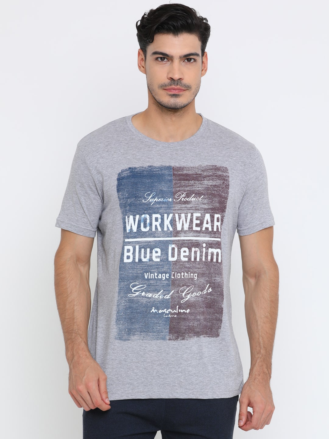 

Masculino Latino Men Grey Regular fit Cotton Round neck T-Shirt - Pack Of 1