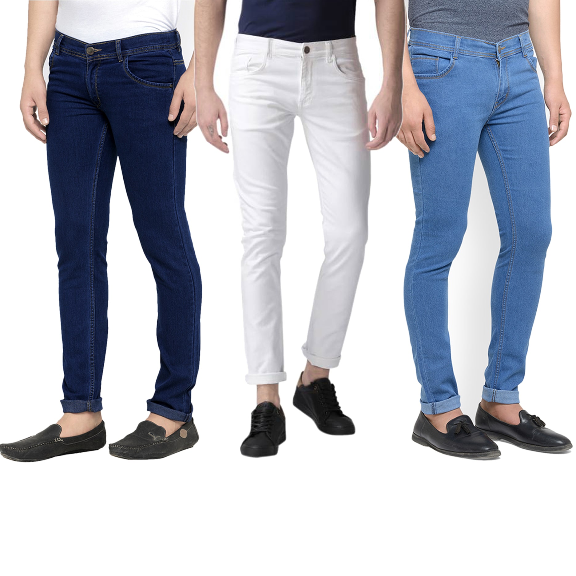 

Masterly Weft Men White Blue Slim Fit Jeans