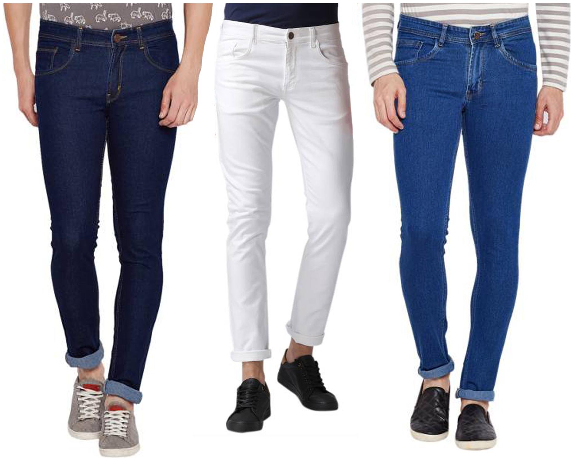 

Masterly Weft Men Blue White Slim Fit Jeans