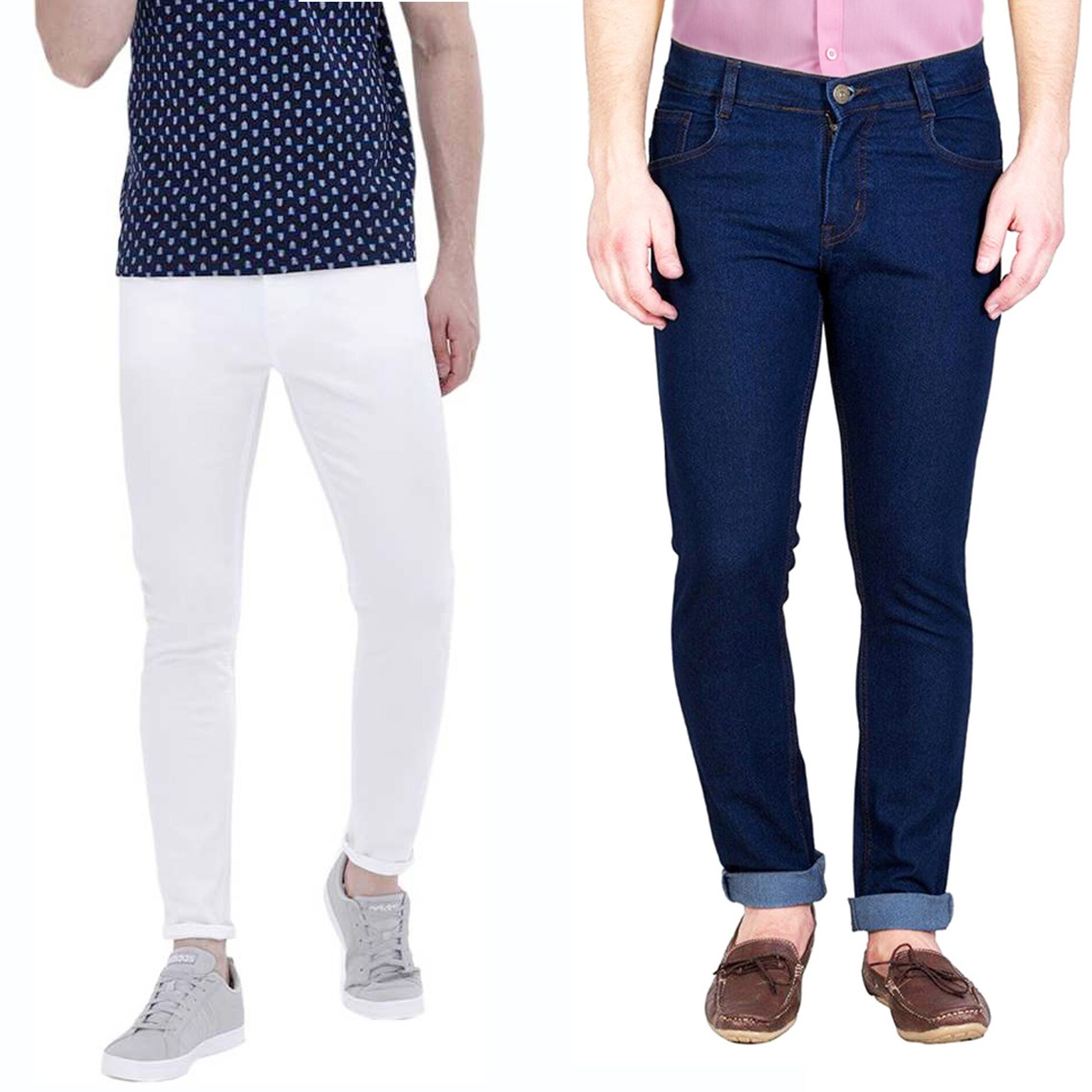 

Masterly Weft Men Blue White Slim Fit Jeans