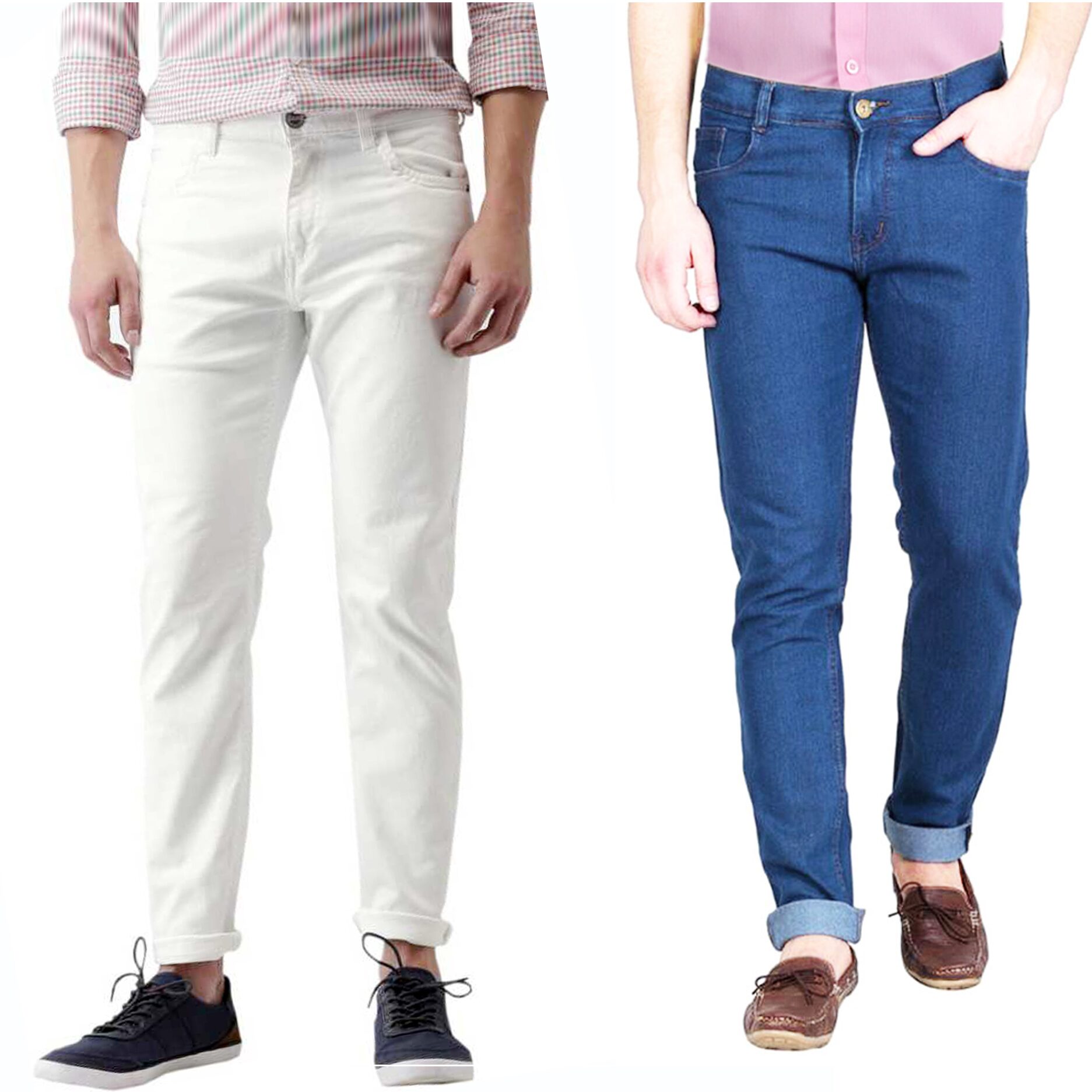 

Masterly Weft Men White Blue Slim Fit Jeans