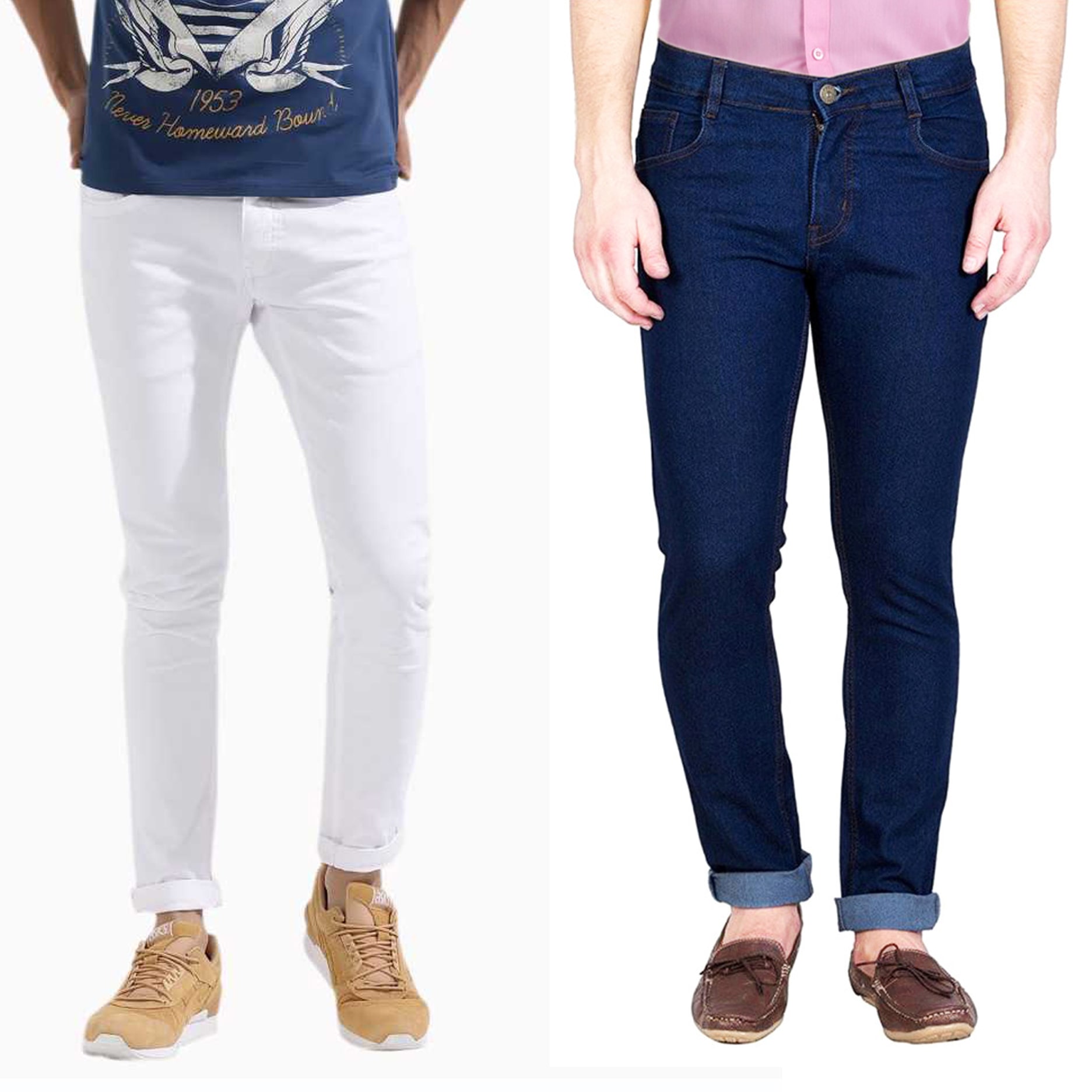 

Masterly Weft Men Blue White Slim Fit Jeans
