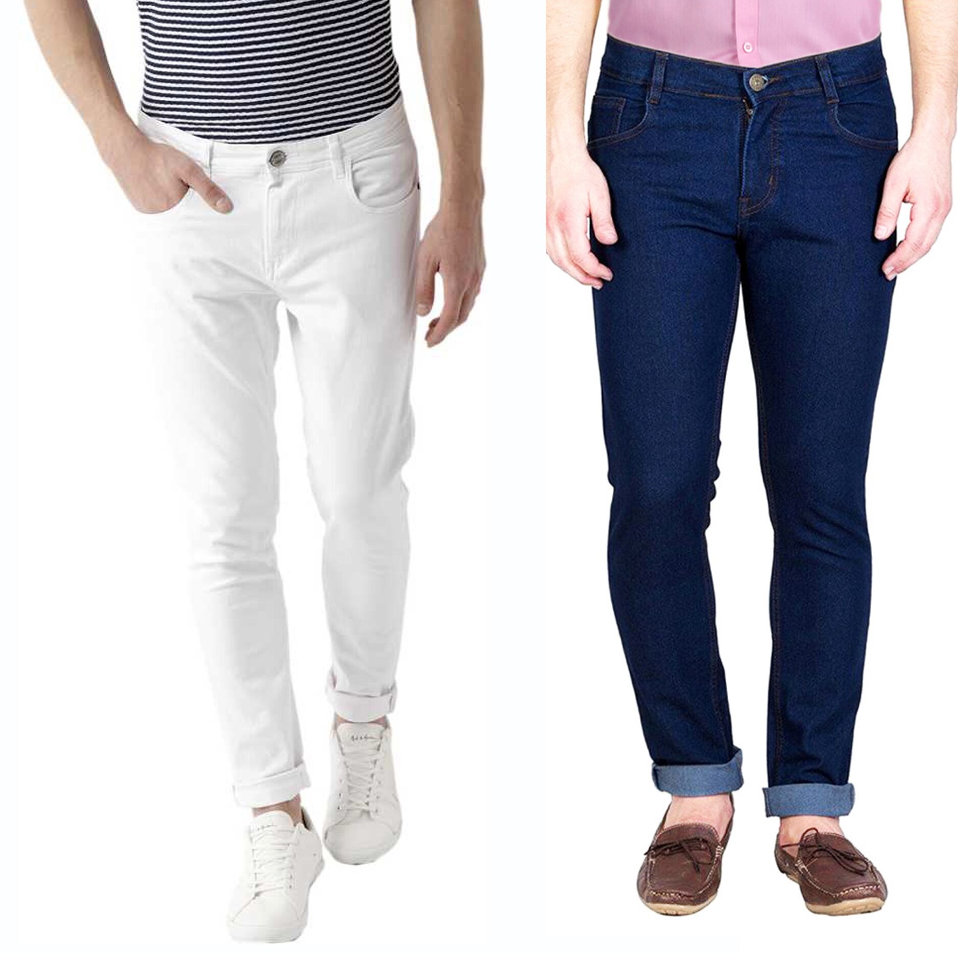 

Masterly Weft Men Blue White Slim Fit Jeans