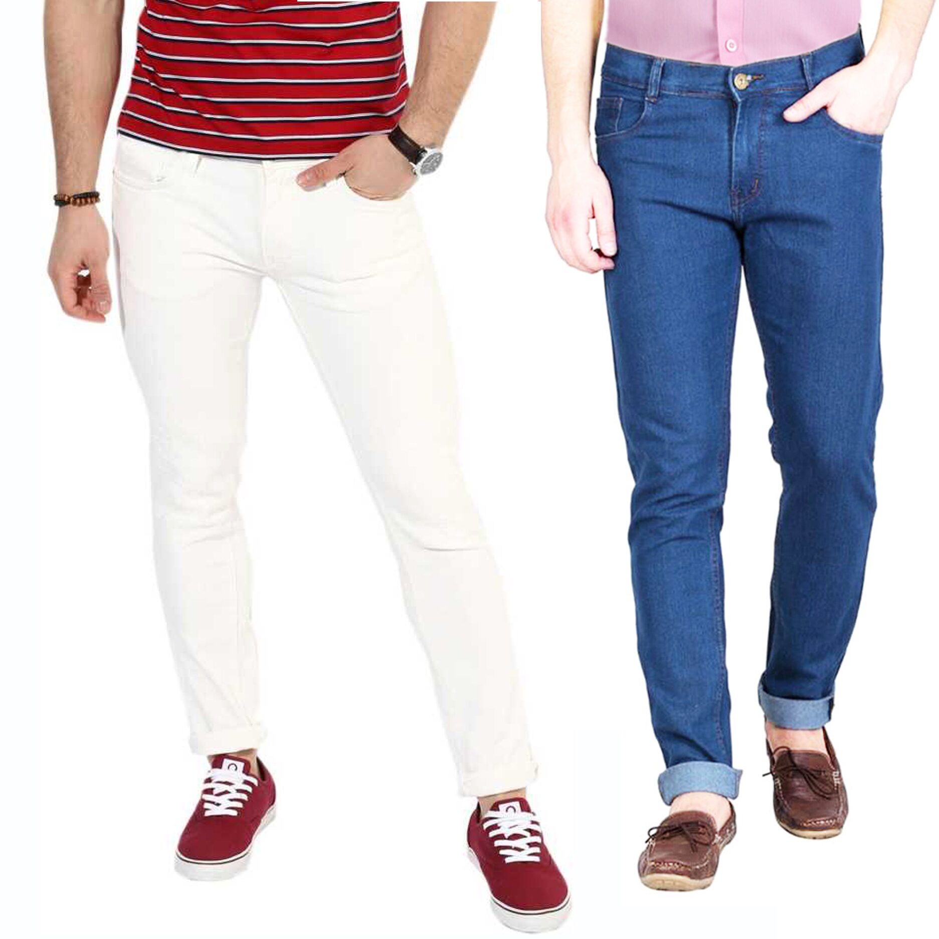 

Masterly Weft Men White Blue Slim Fit Jeans