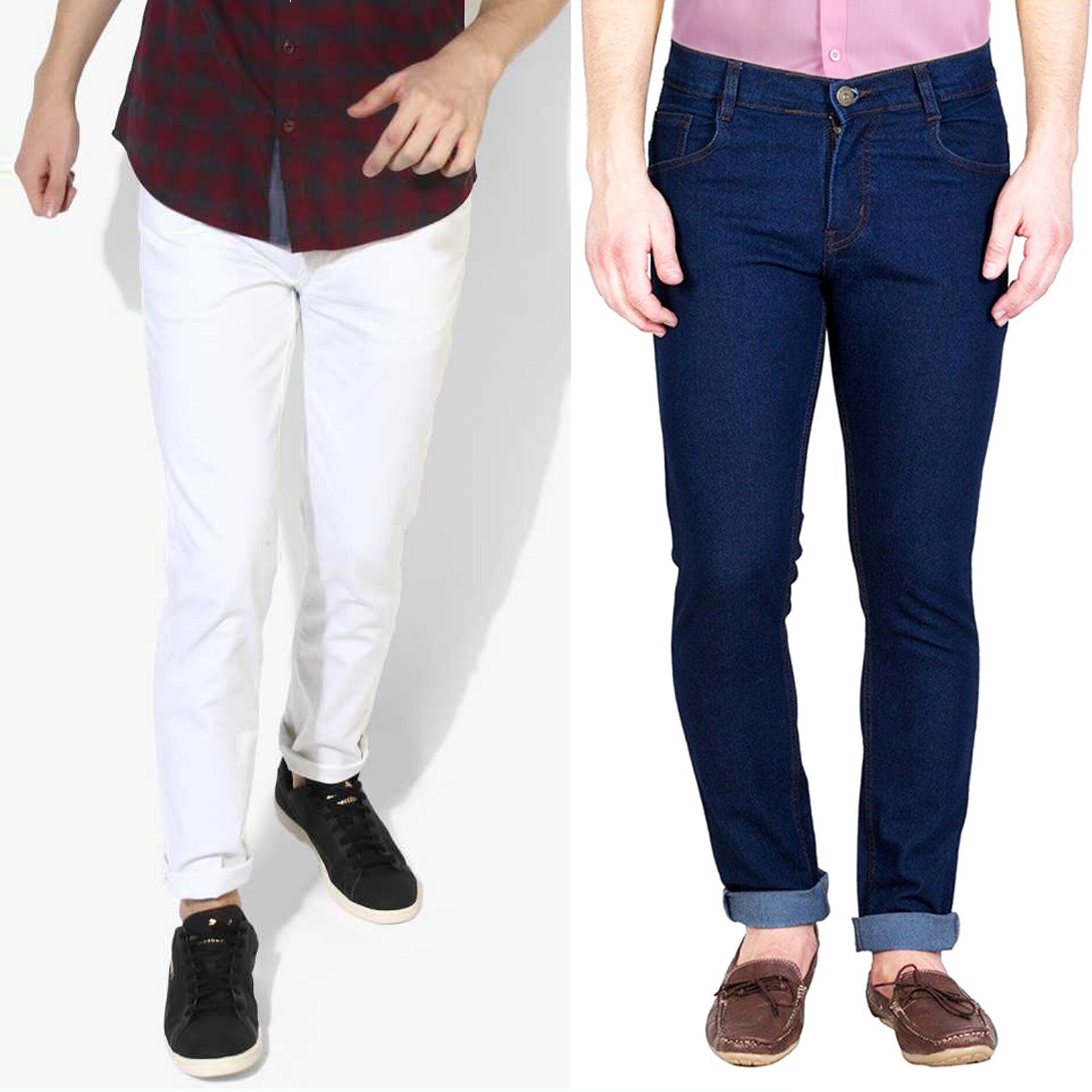 

Masterly Weft Men Blue White Slim Fit Jeans