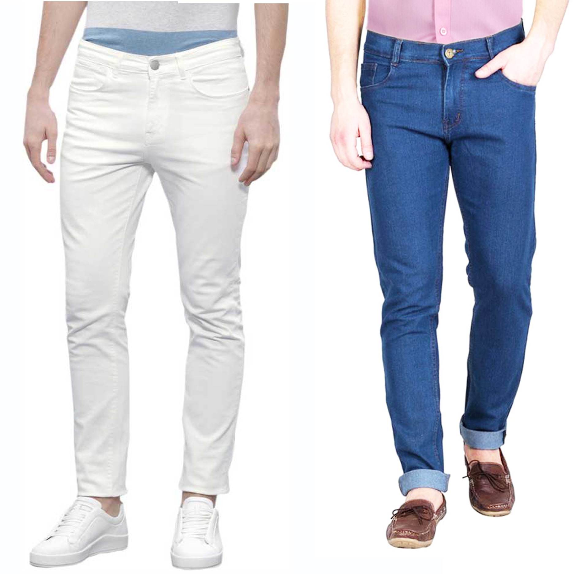 

Masterly Weft Men White Blue Slim Fit Jeans