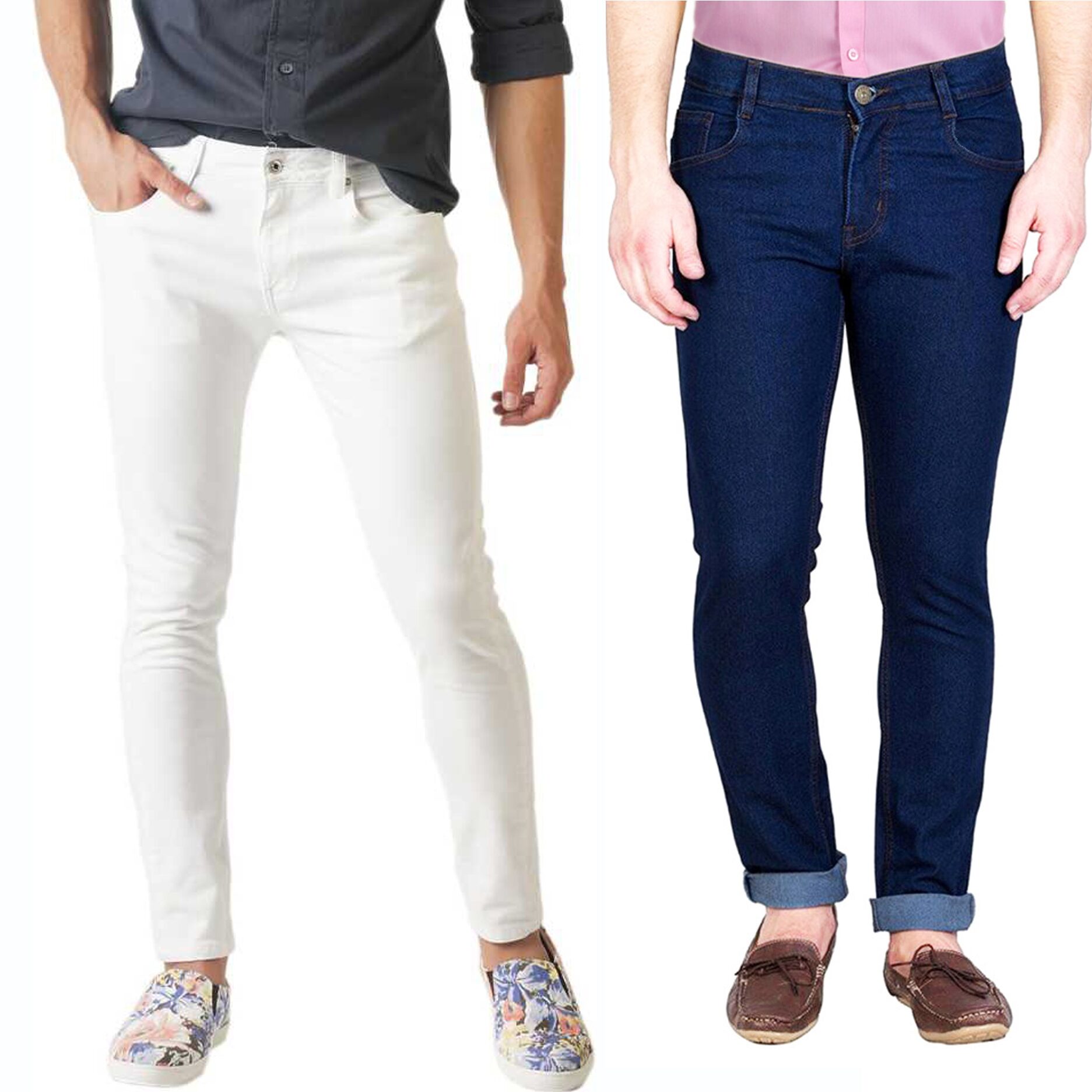

Masterly Weft Men Blue White Slim Fit Jeans