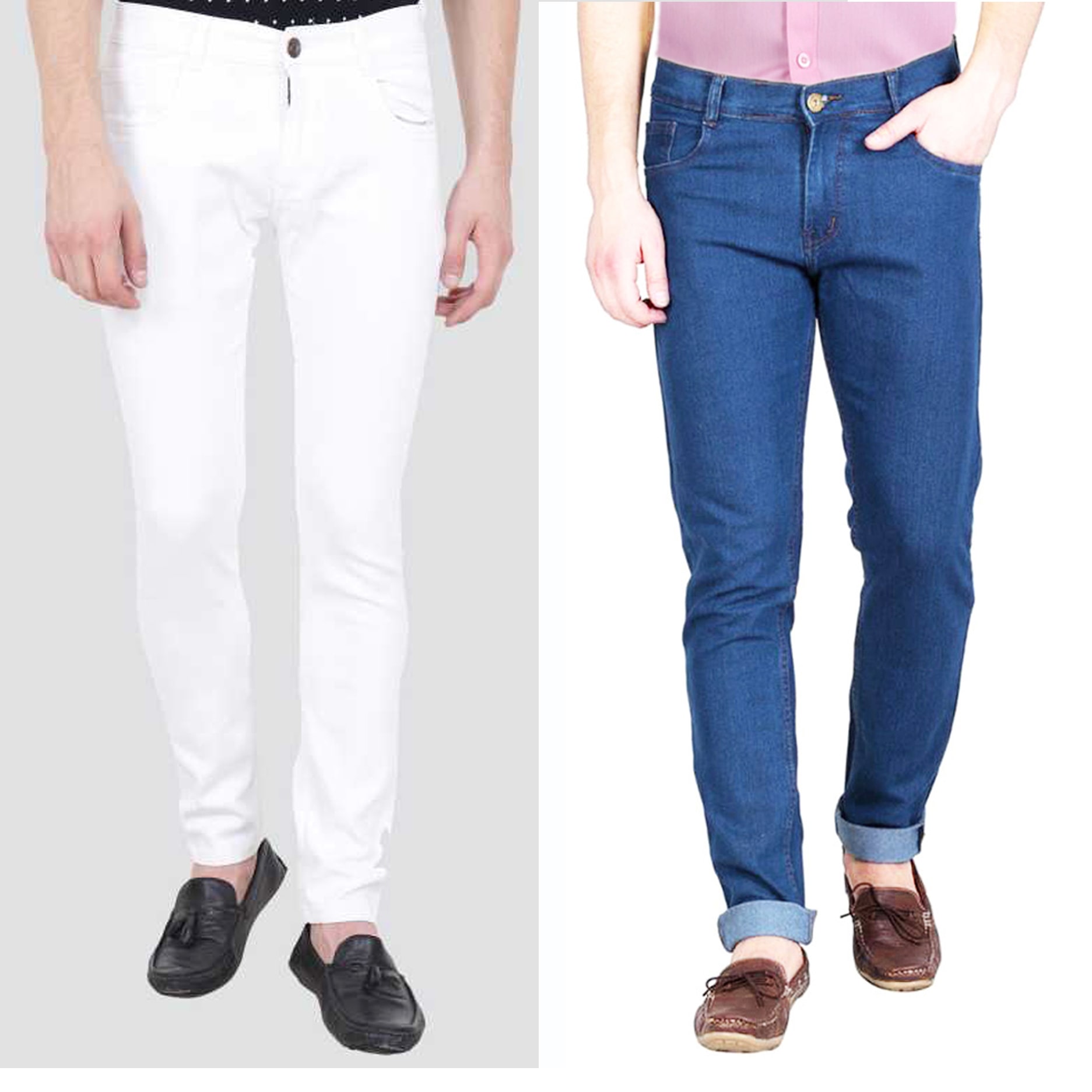 

Masterly Weft Men White Blue Slim Fit Jeans