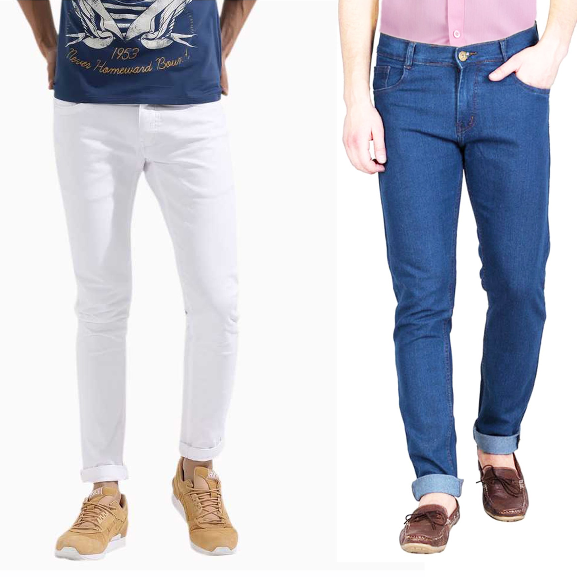 

Masterly Weft Men White Blue Slim Fit Jeans