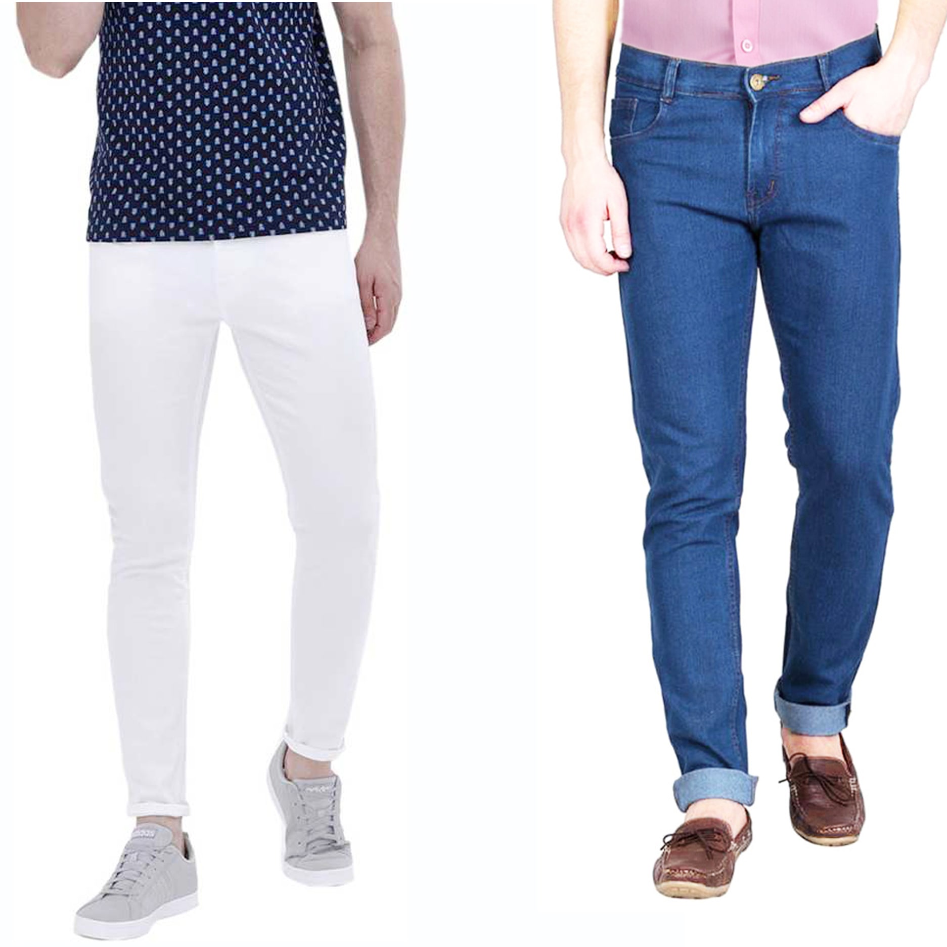 

Masterly Weft Men White Blue Slim Fit Jeans