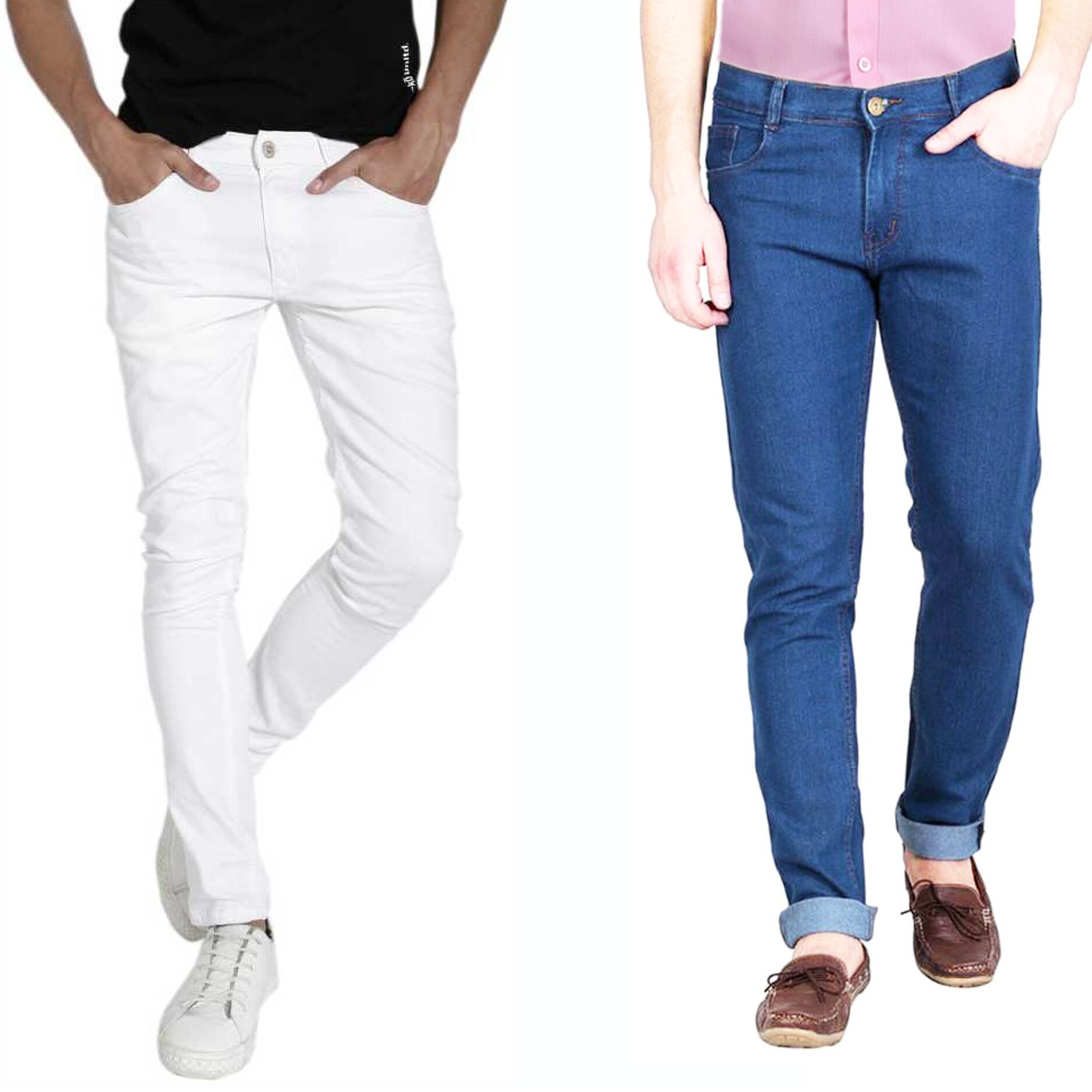 

Masterly Weft Men White Blue Slim Fit Jeans