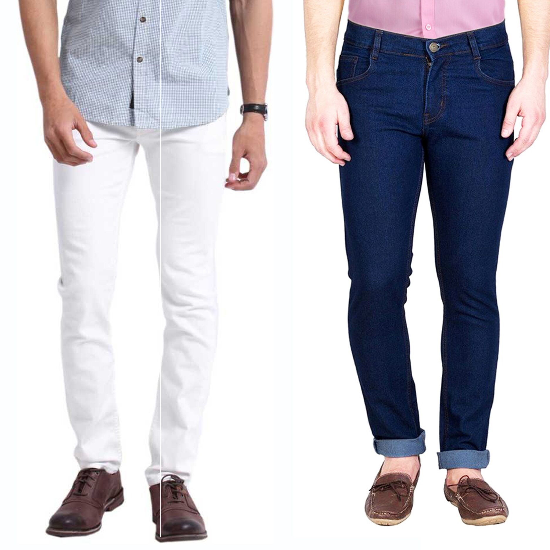 

Masterly Weft Men Blue White Slim Fit Jeans