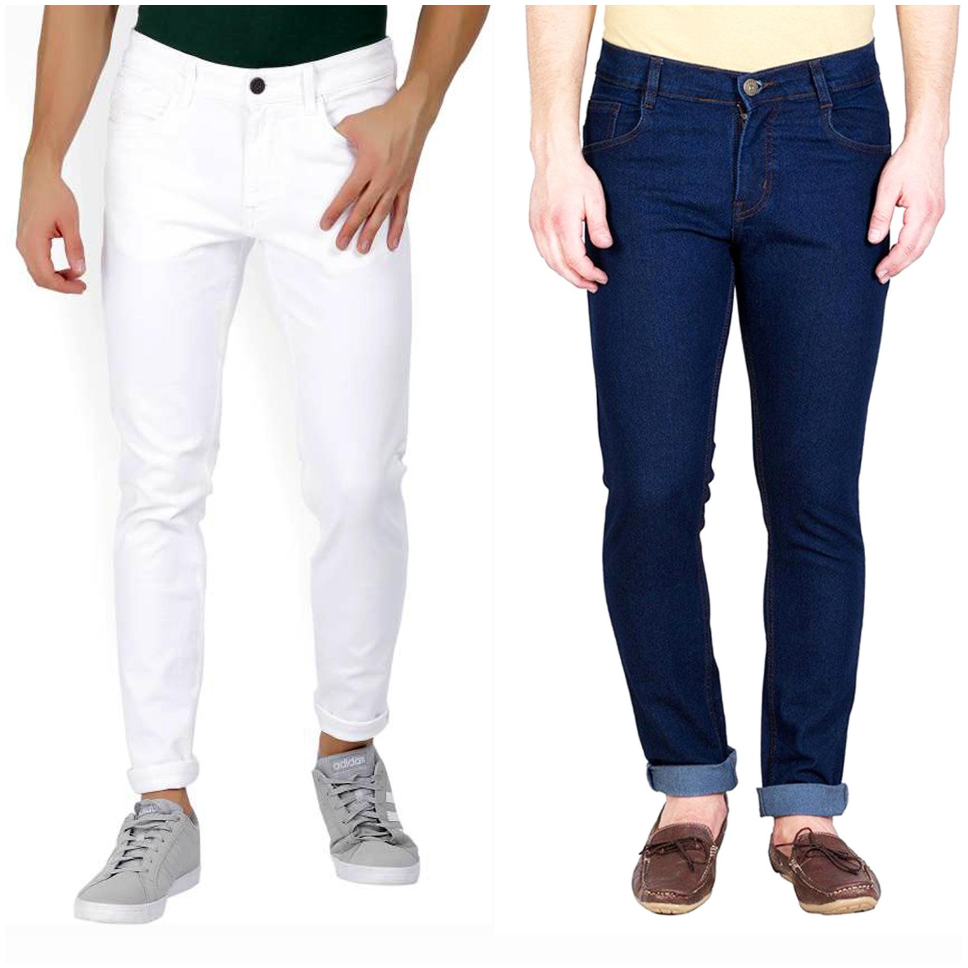 

Masterly Weft Men White Blue Slim Fit Jeans