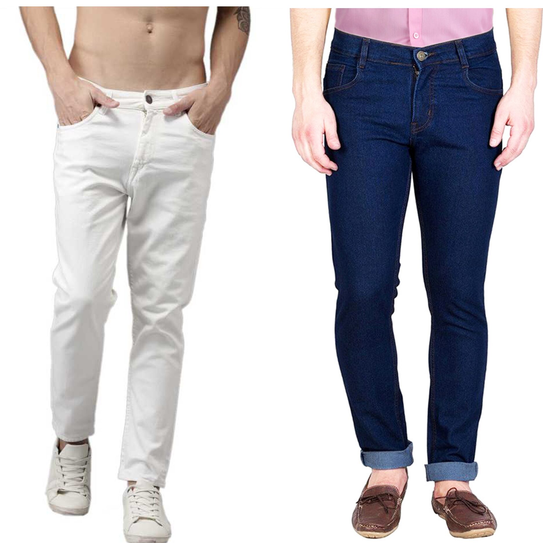 

Masterly Weft Men Blue White Slim Fit Jeans