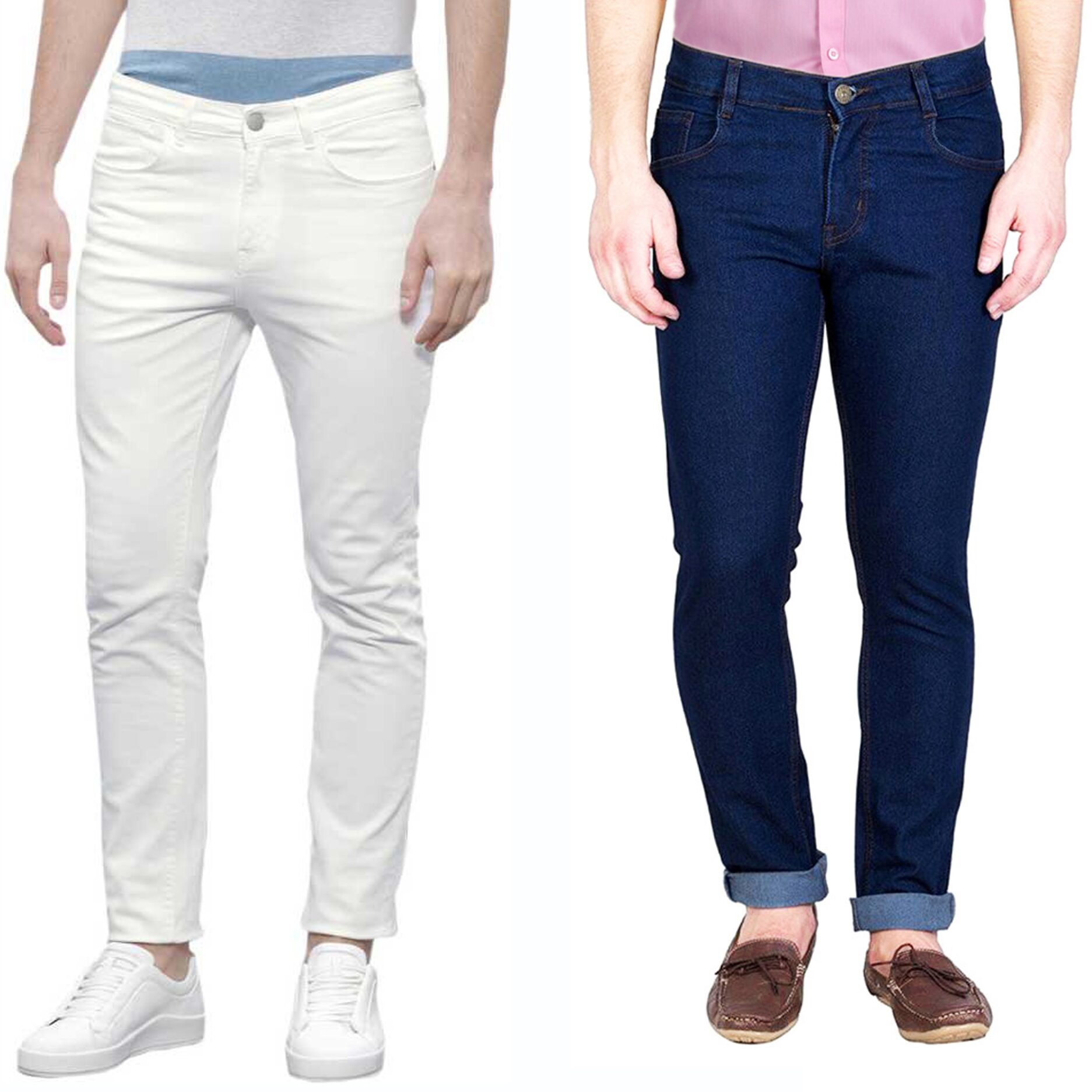 

Masterly Weft Men Blue White Slim Fit Jeans