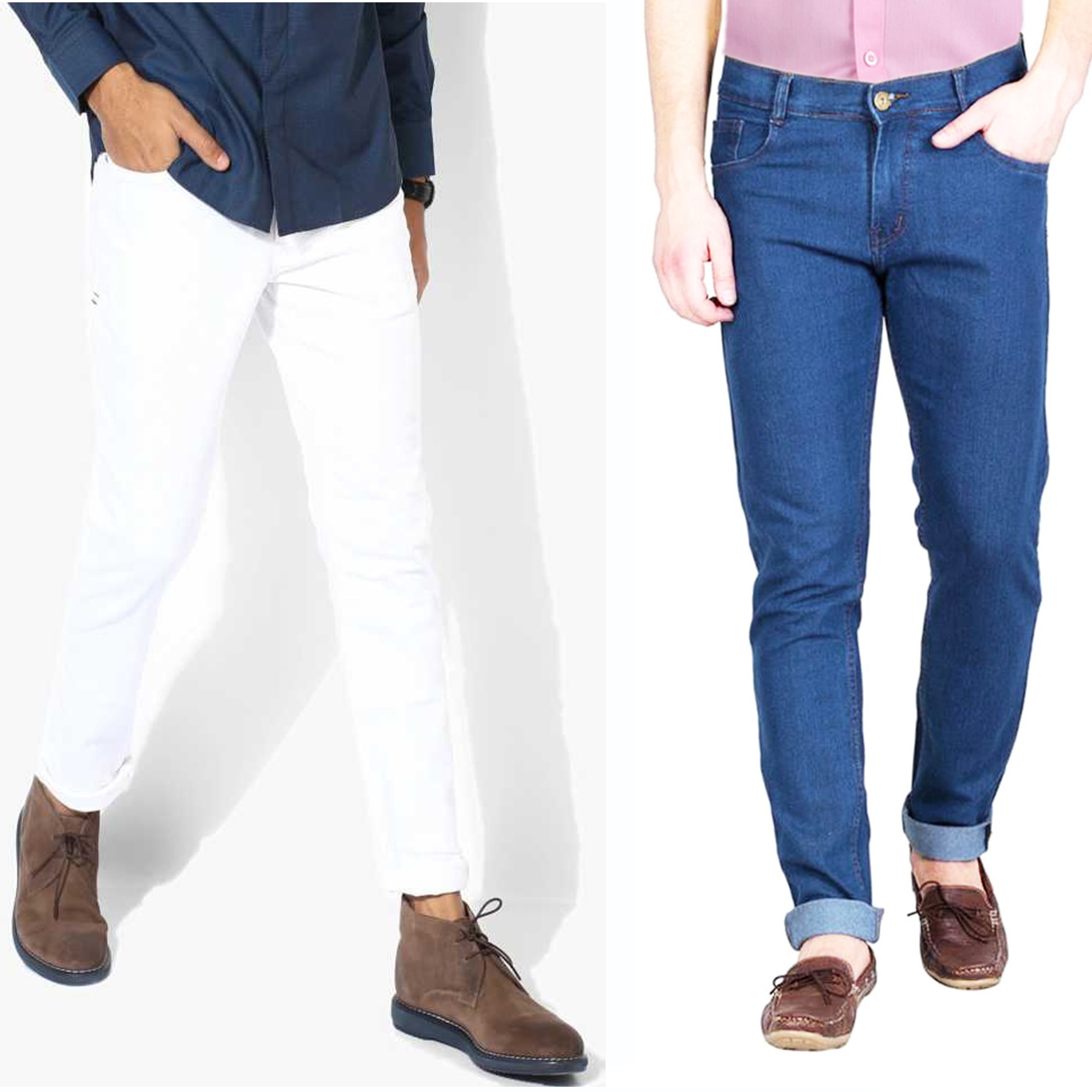 

Masterly Weft Men White Blue Slim Fit Jeans