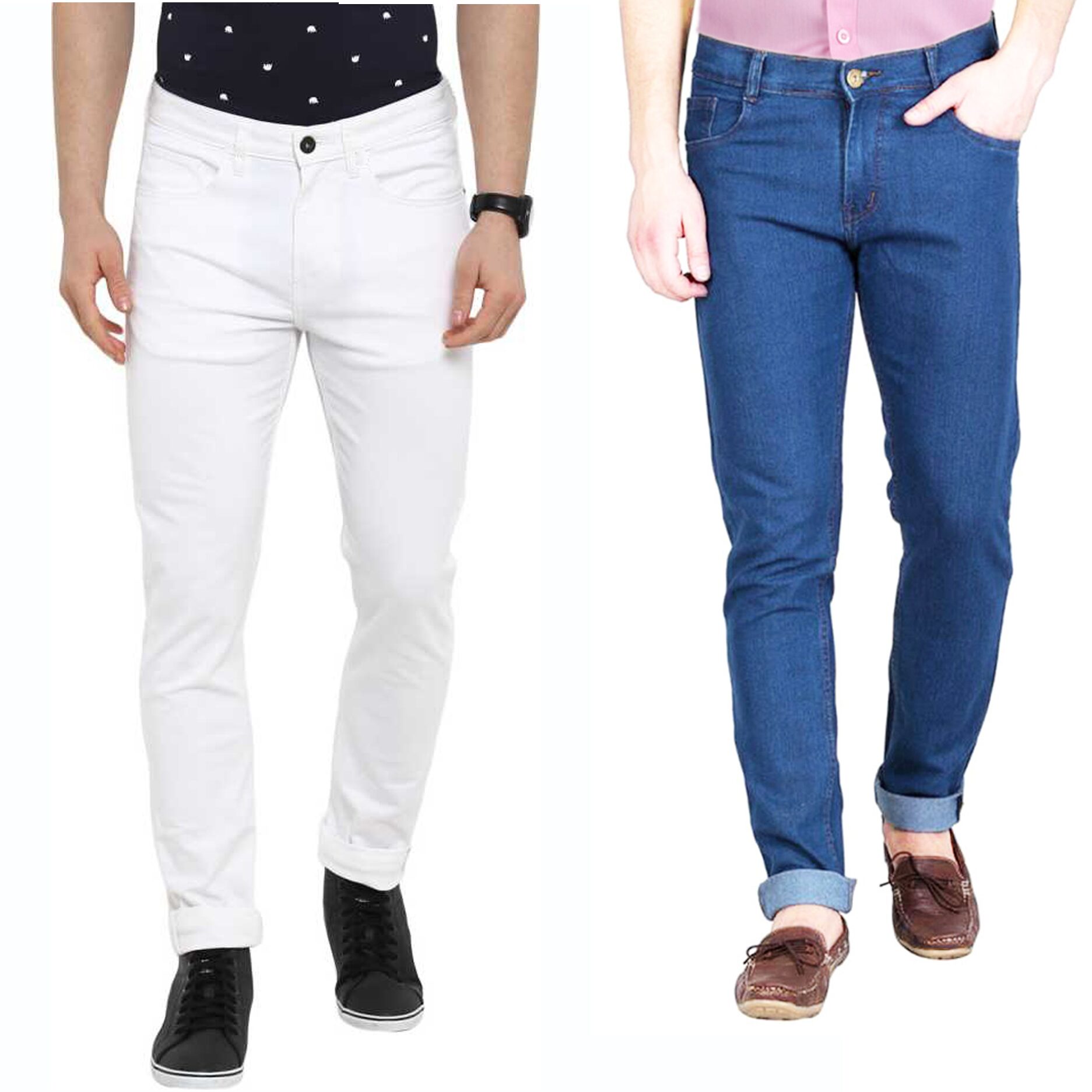 

Masterly Weft Men White Blue Slim Fit Jeans