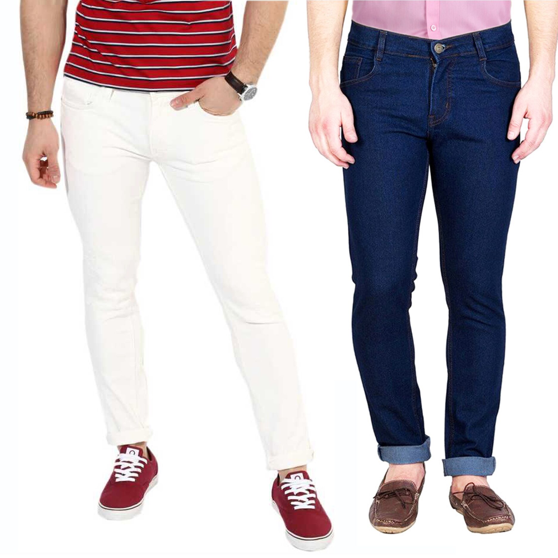 

Masterly Weft Men Blue White Slim Fit Jeans
