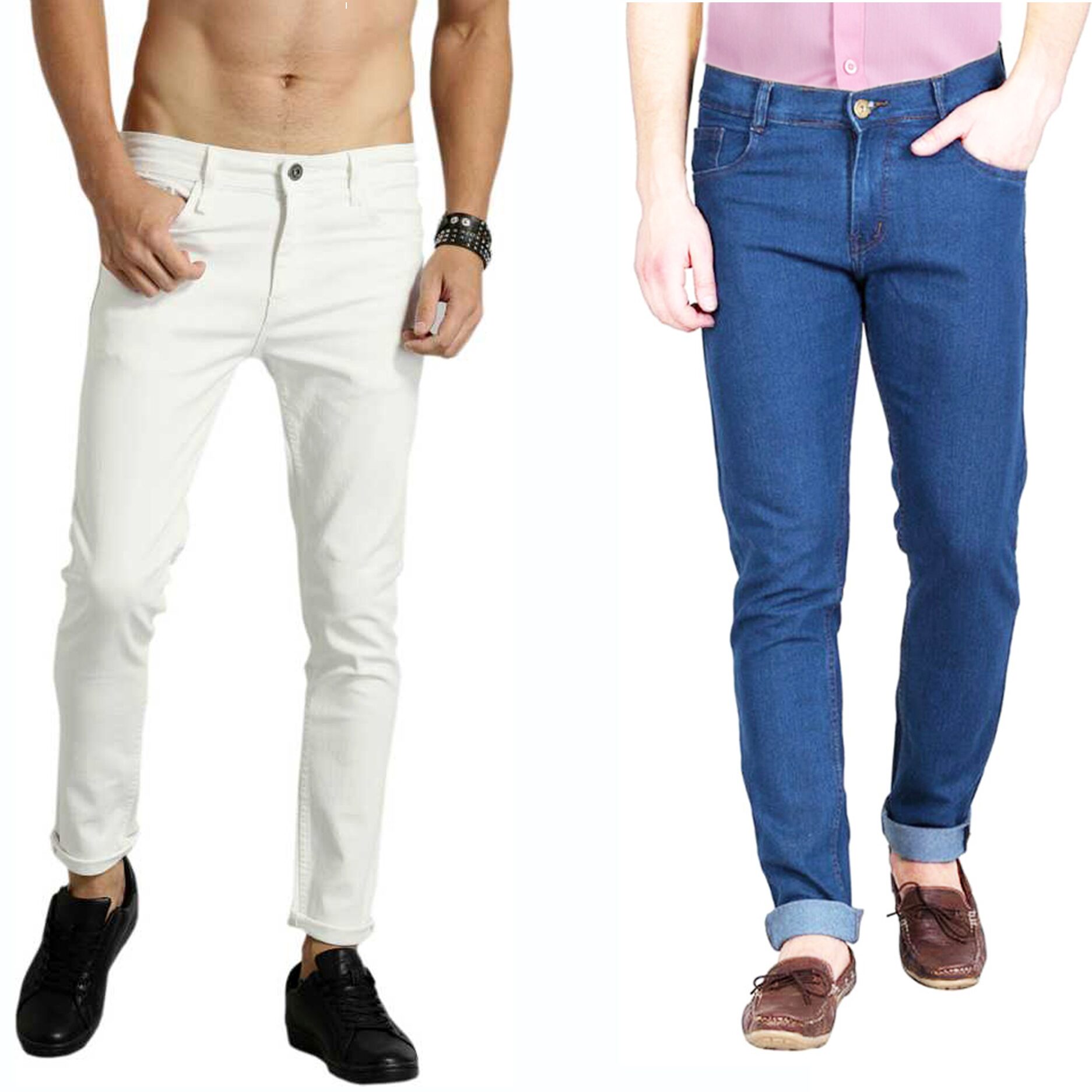 

Masterly Weft Men White Blue Slim Fit Jeans