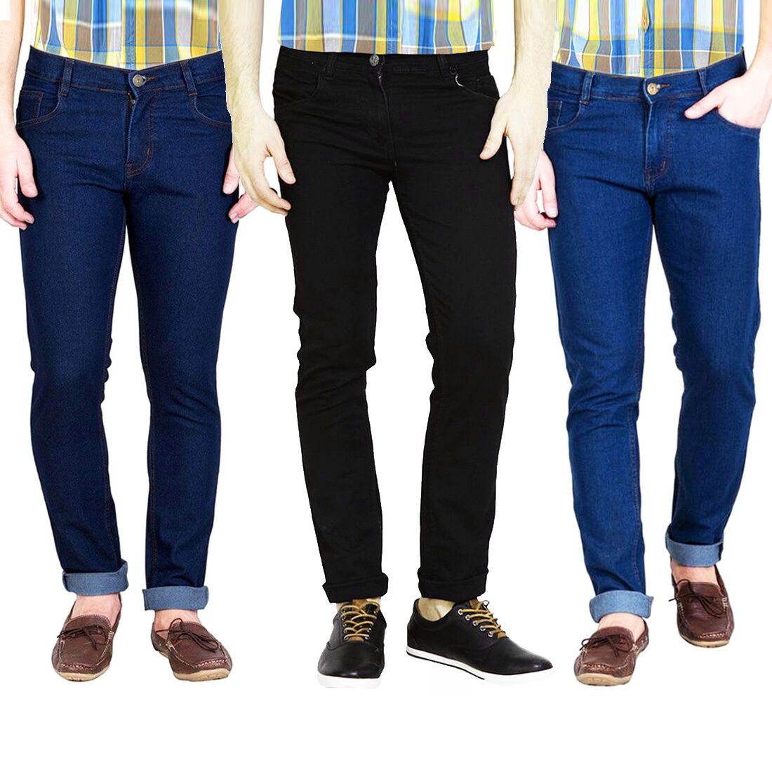

Masterly Weft Men Blue Black Slim Fit Jeans