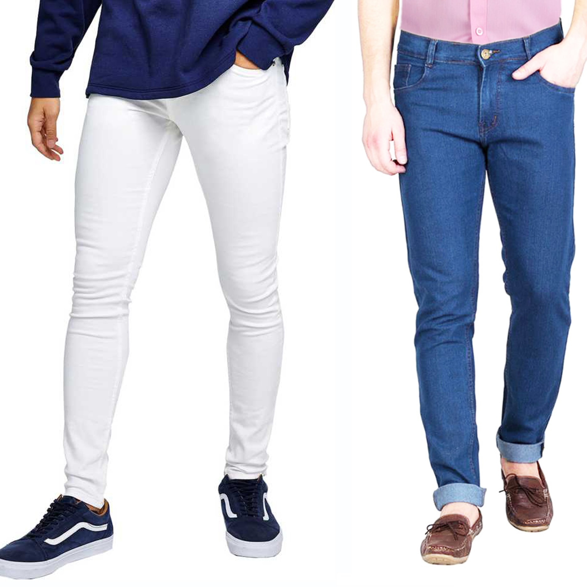 

Masterly Weft Men White Blue Slim Fit Jeans