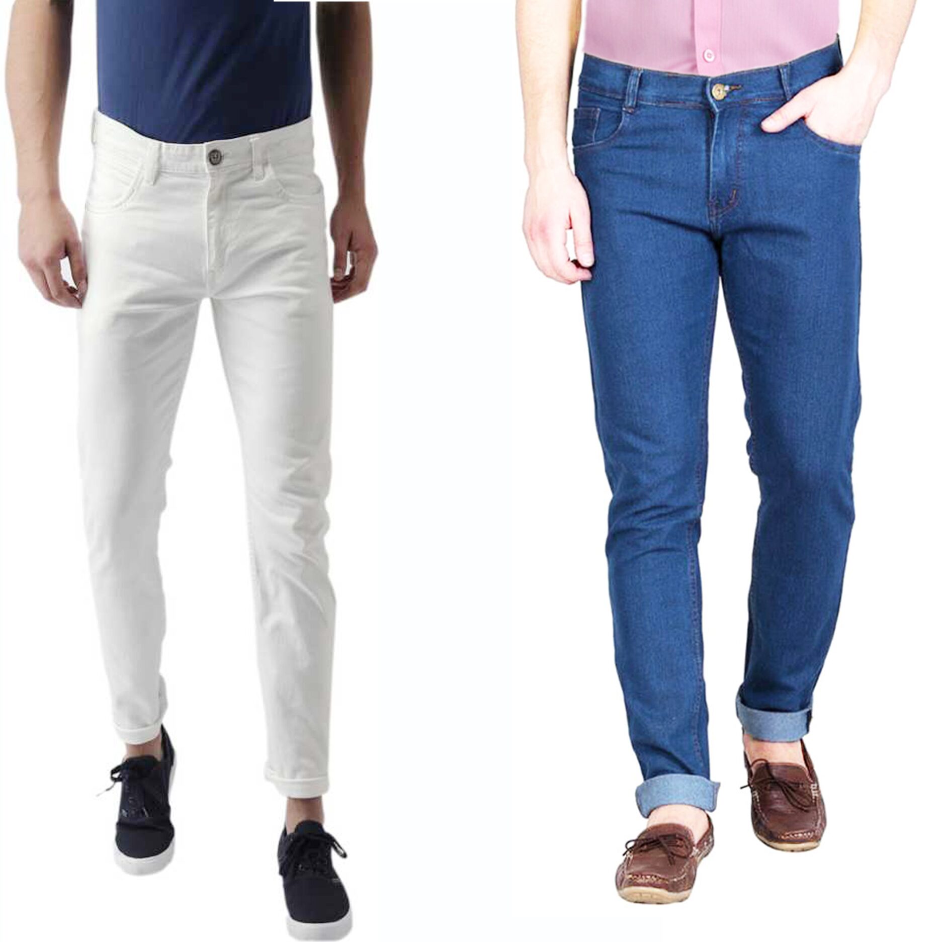 

Masterly Weft Men White Blue Slim Fit Jeans