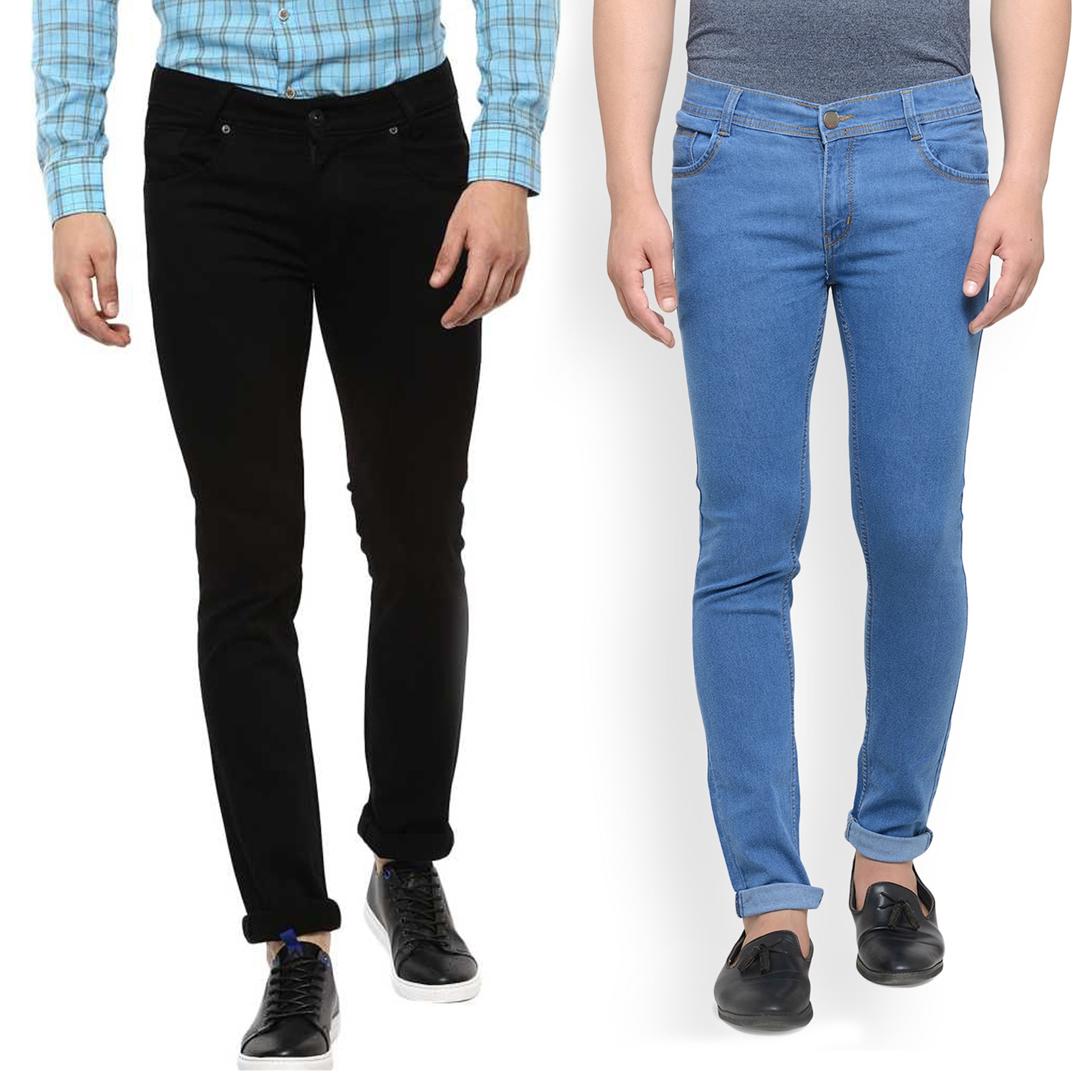 

Masterly Weft Men Blue Black Slim Fit Jeans