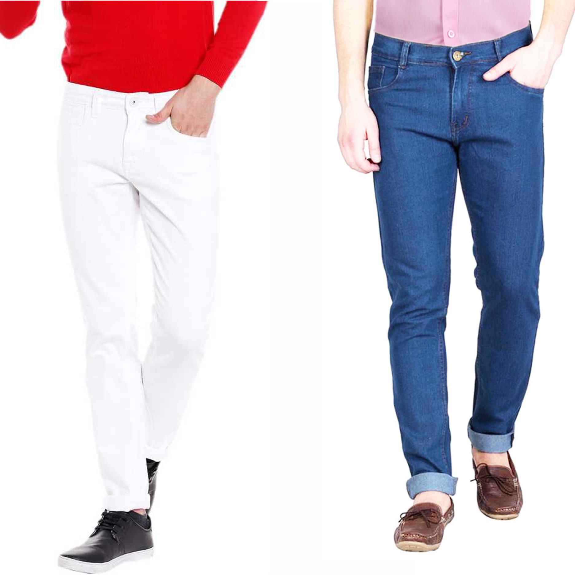 

Masterly Weft Men White Blue Slim Fit Jeans