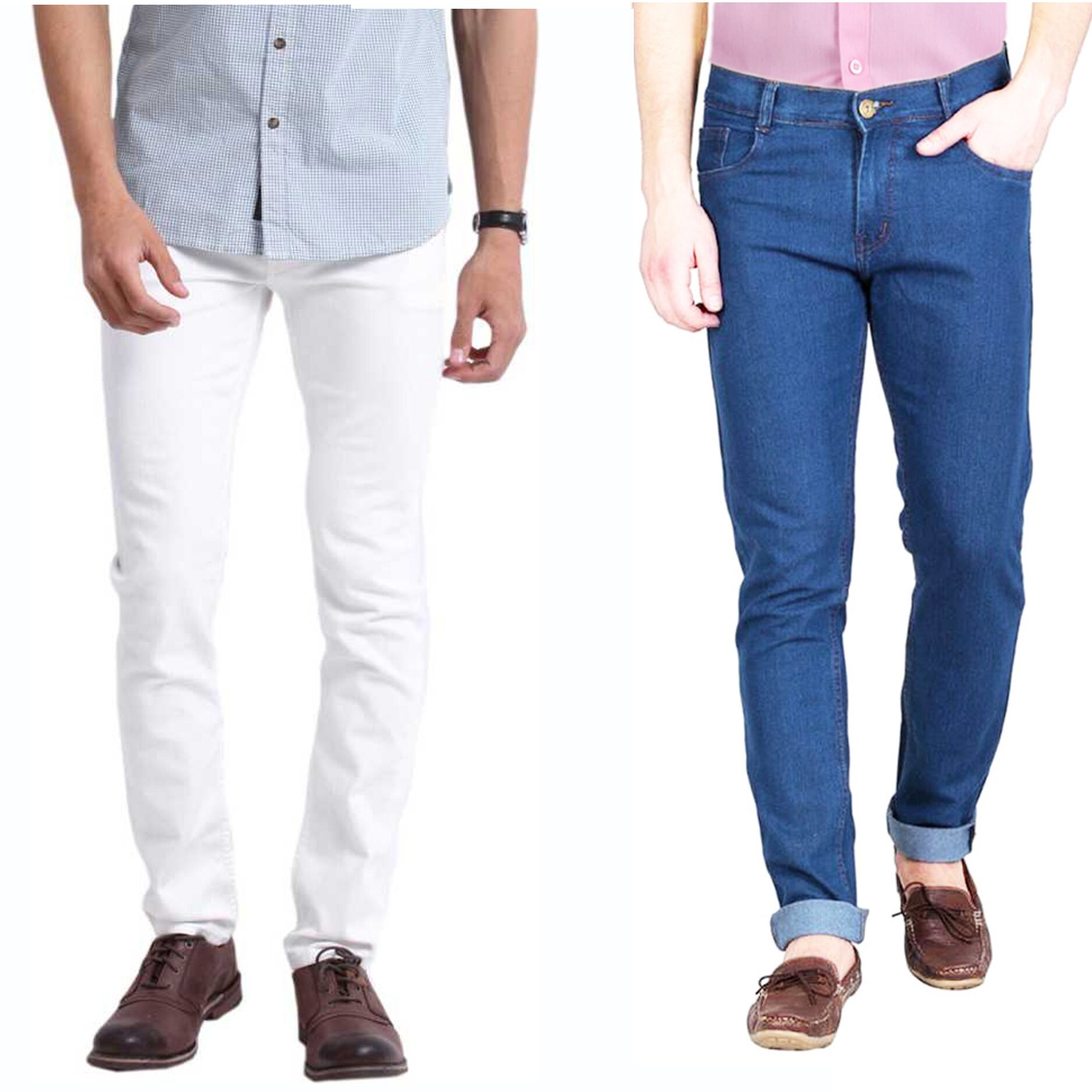 

Masterly Weft Men White Blue Slim Fit Jeans