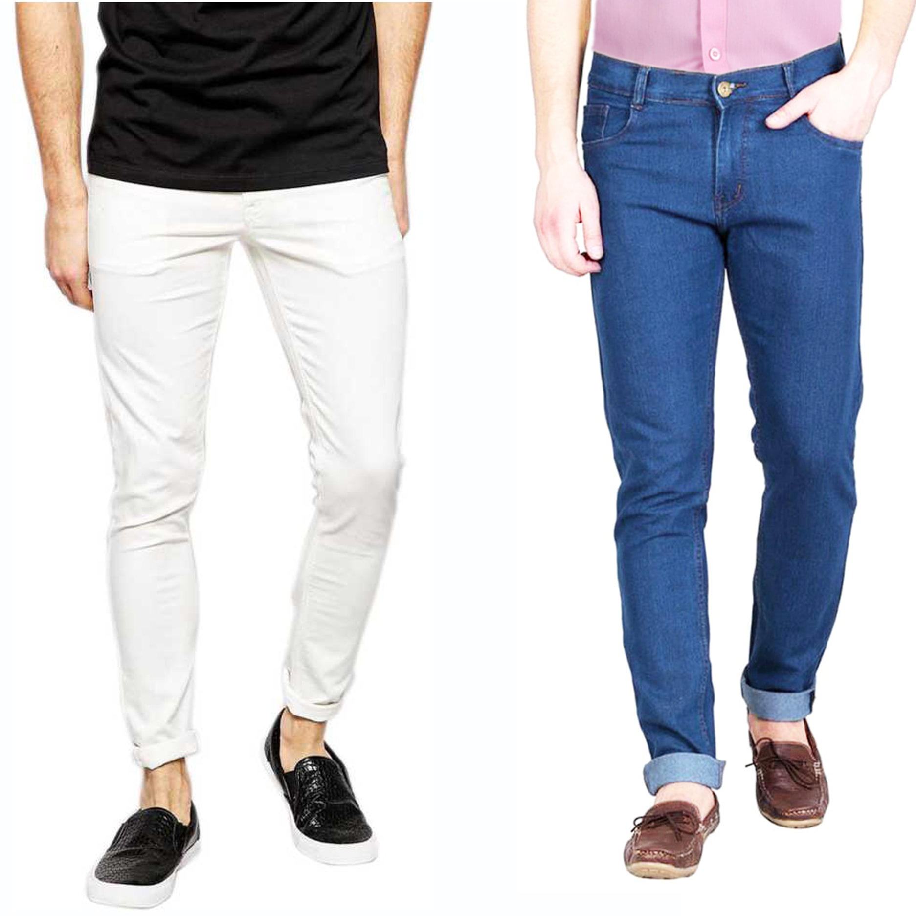 

Masterly Weft Men White Blue Slim Fit Jeans