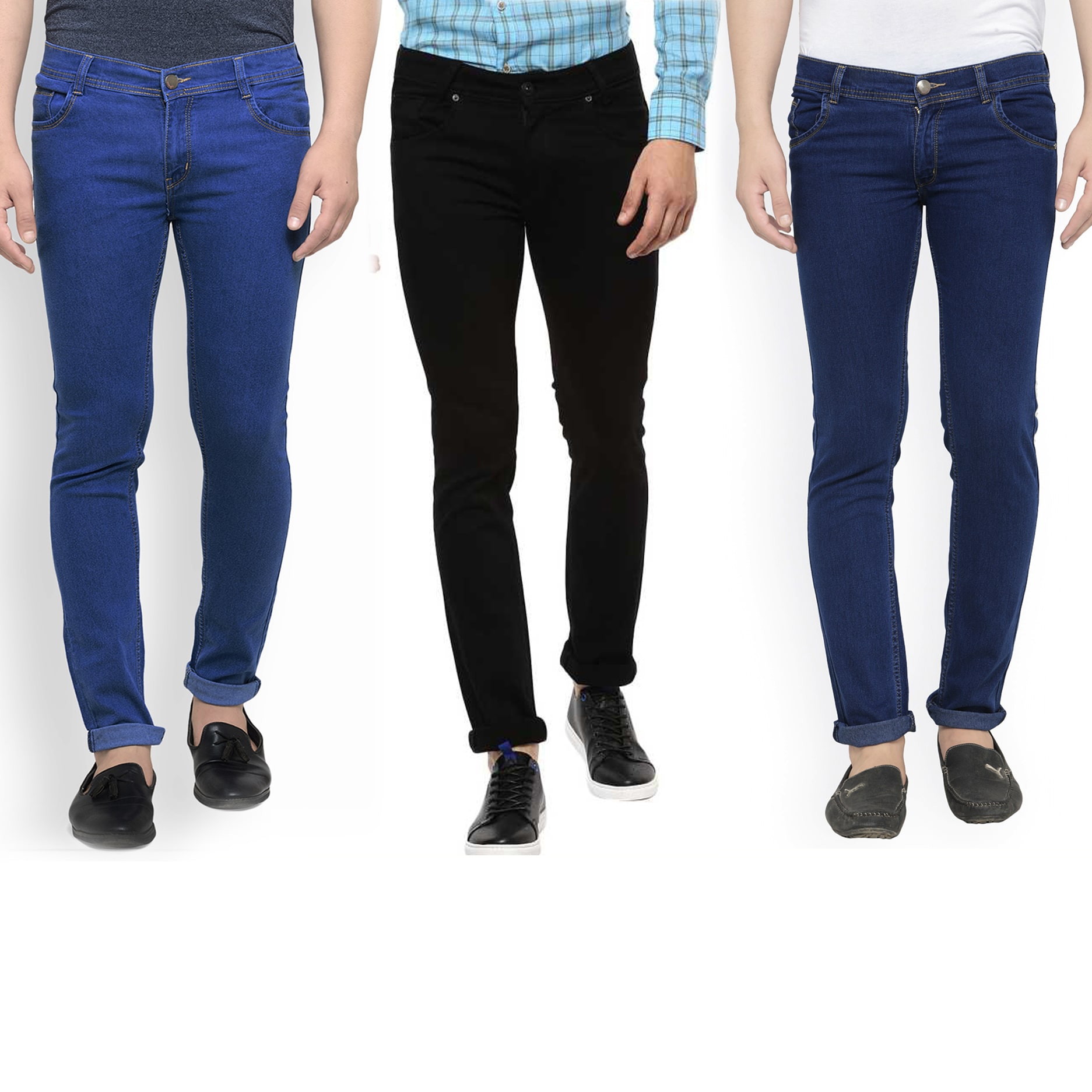 

Masterly Weft Men Blue Black Slim Fit Jeans