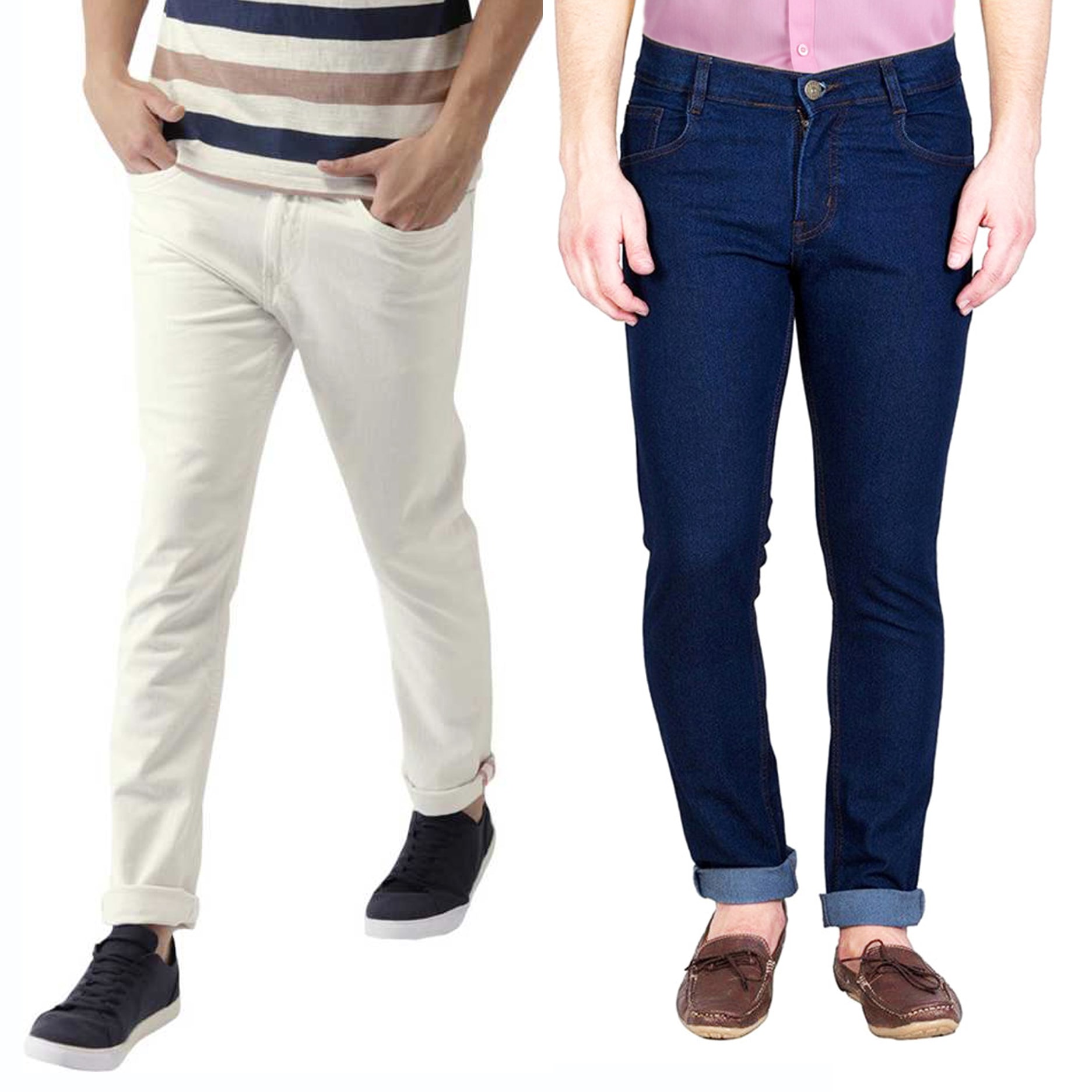 

Masterly Weft Men Blue White Slim Fit Jeans