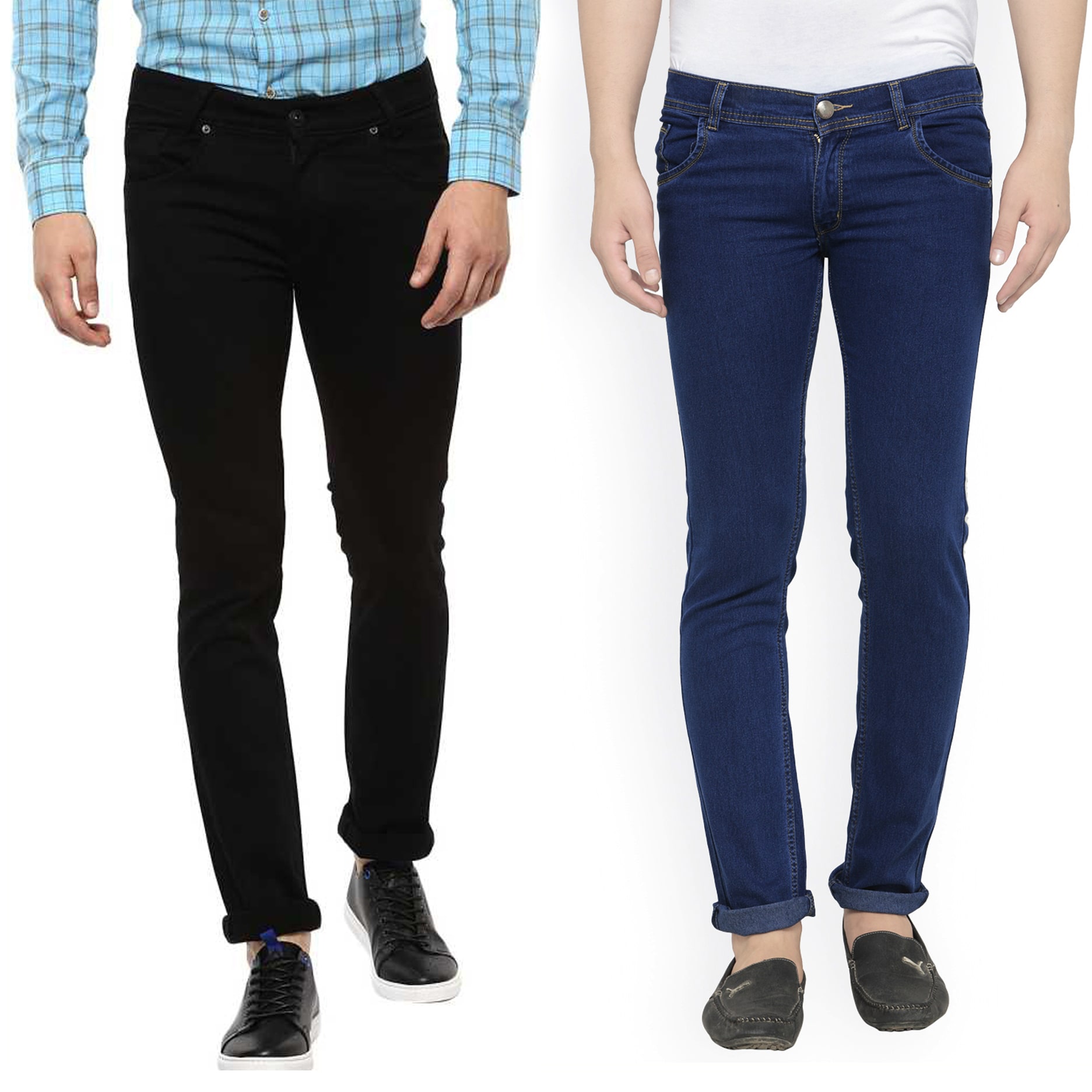 

Masterly Weft Men Blue Black Slim Fit Jeans