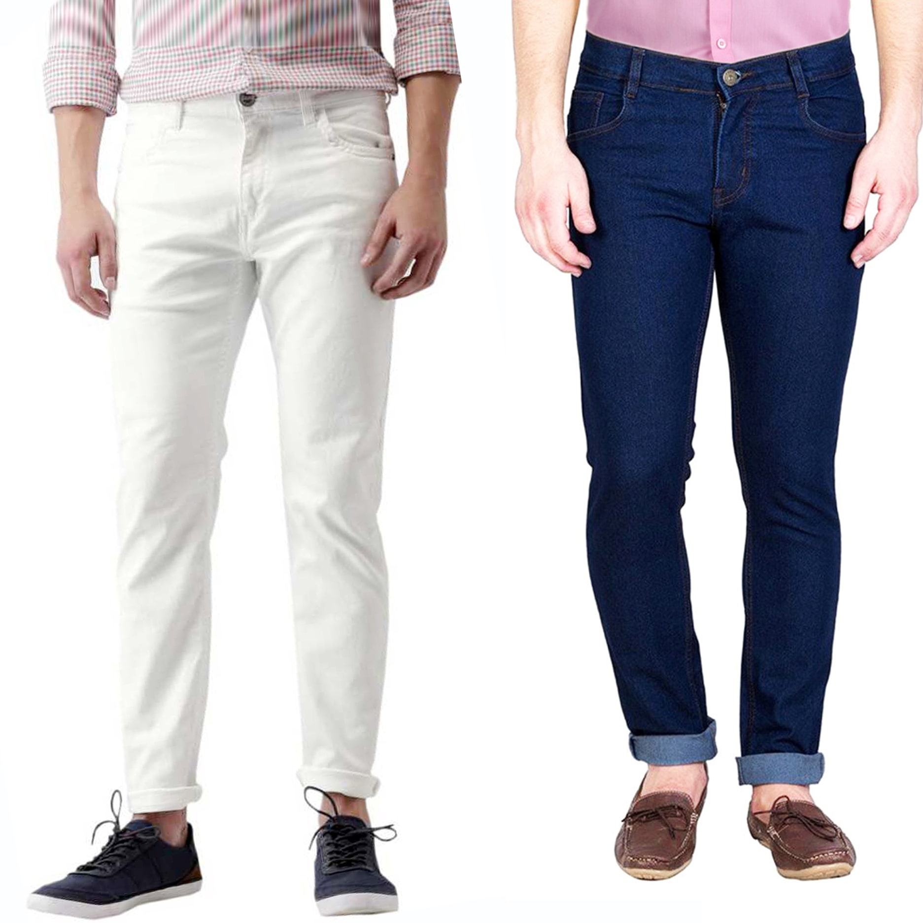 

Masterly Weft Men Blue White Slim Fit Jeans