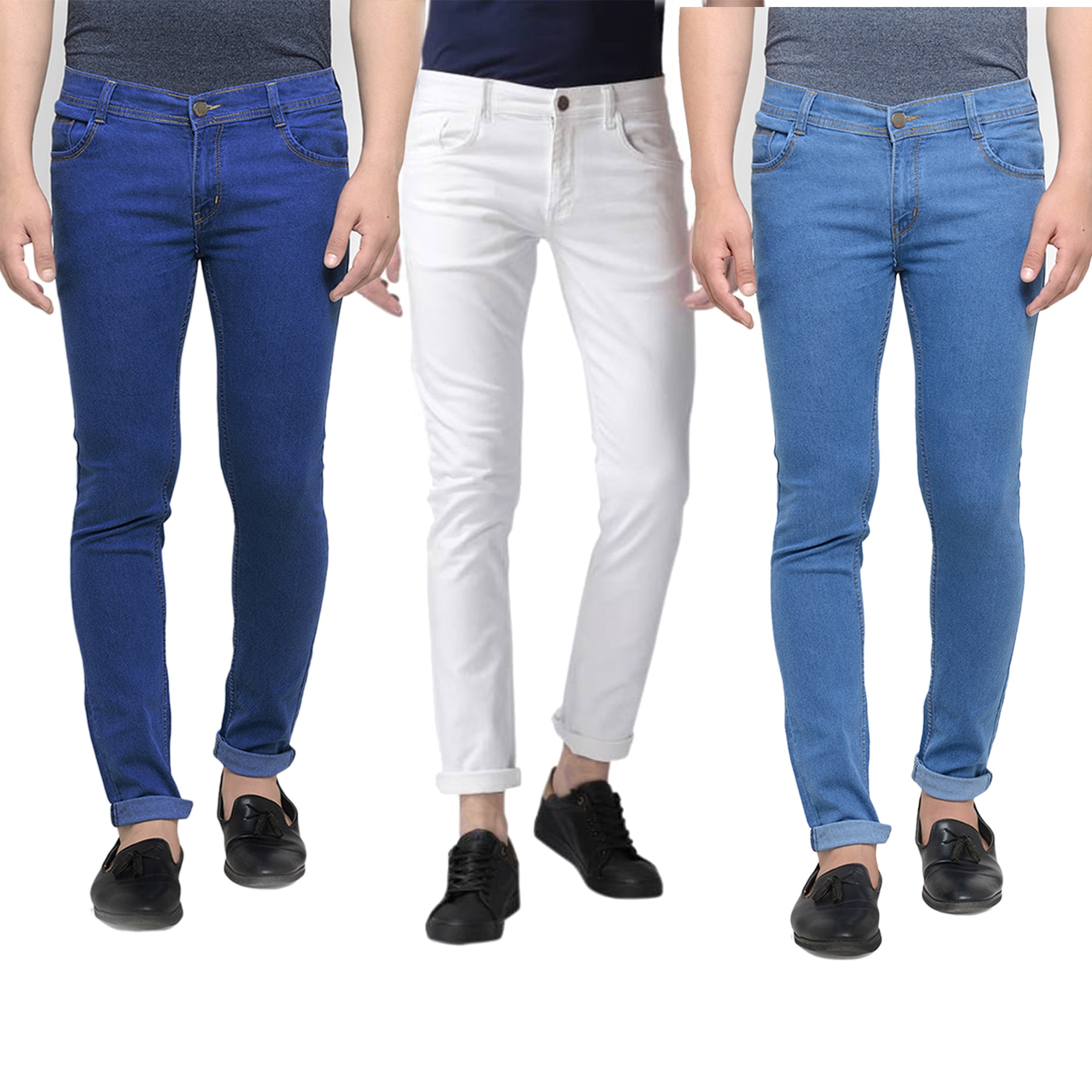 

Masterly Weft Men Blue White Slim Fit Jeans
